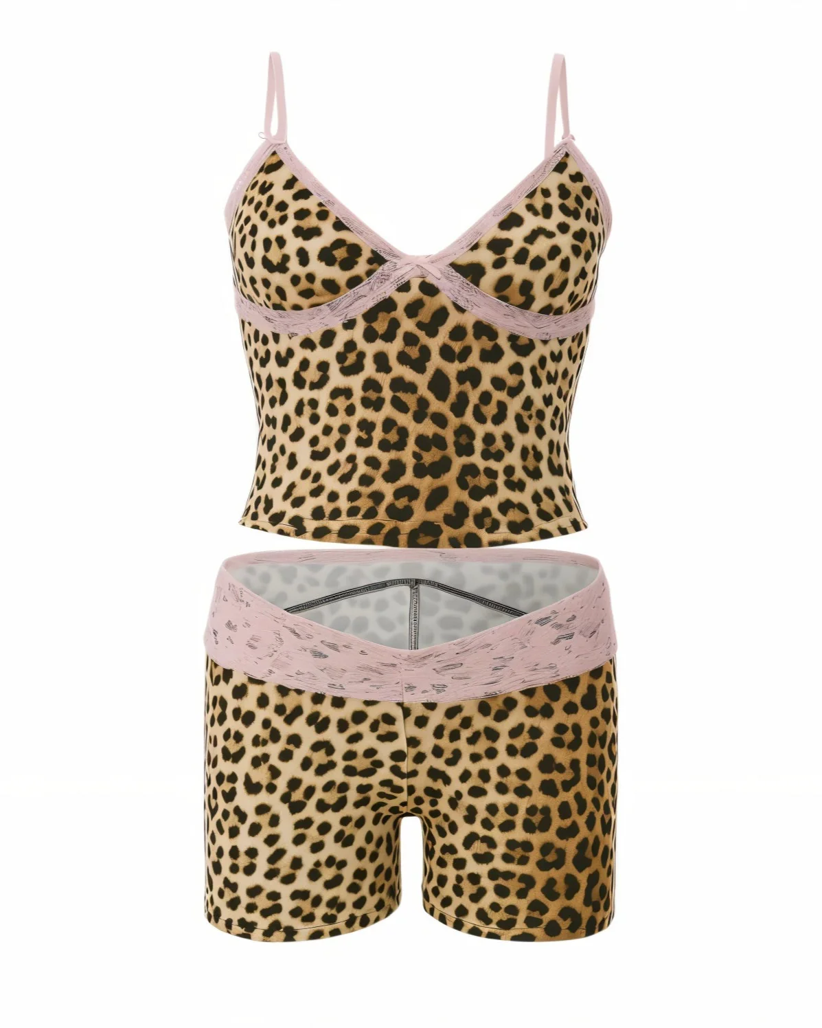 EDITH Leopard Lace Trim Top & Shorts Set - Image 4