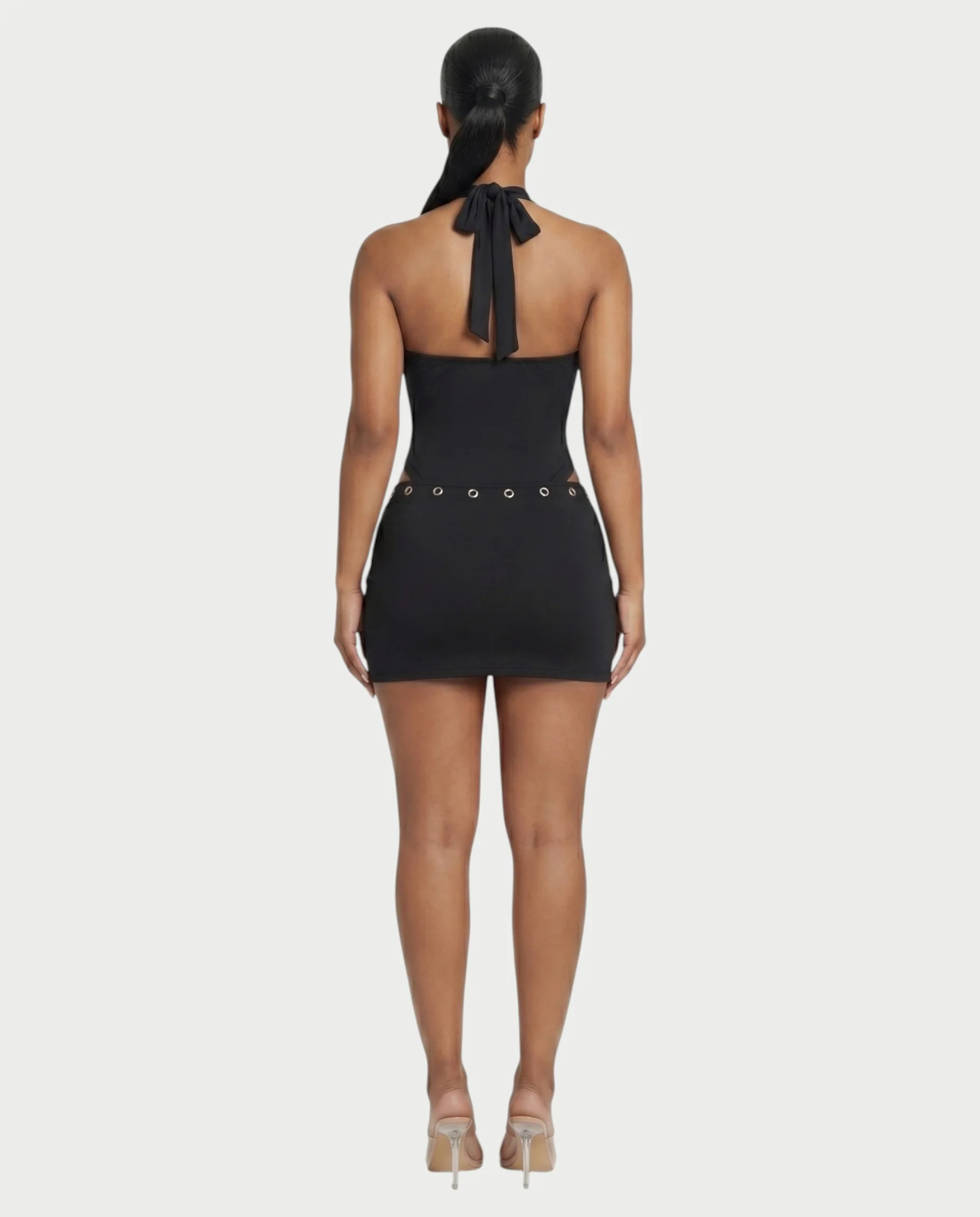 ELARIA Halter Plunge Bodysuit & Mini Skirt Set - Image 2
