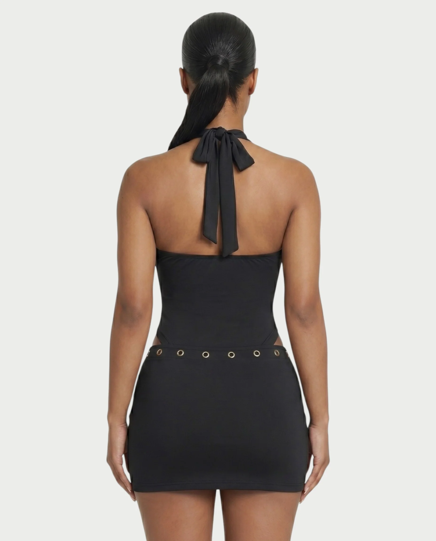ELARIA Halter Plunge Bodysuit & Mini Skirt Set - Image 5