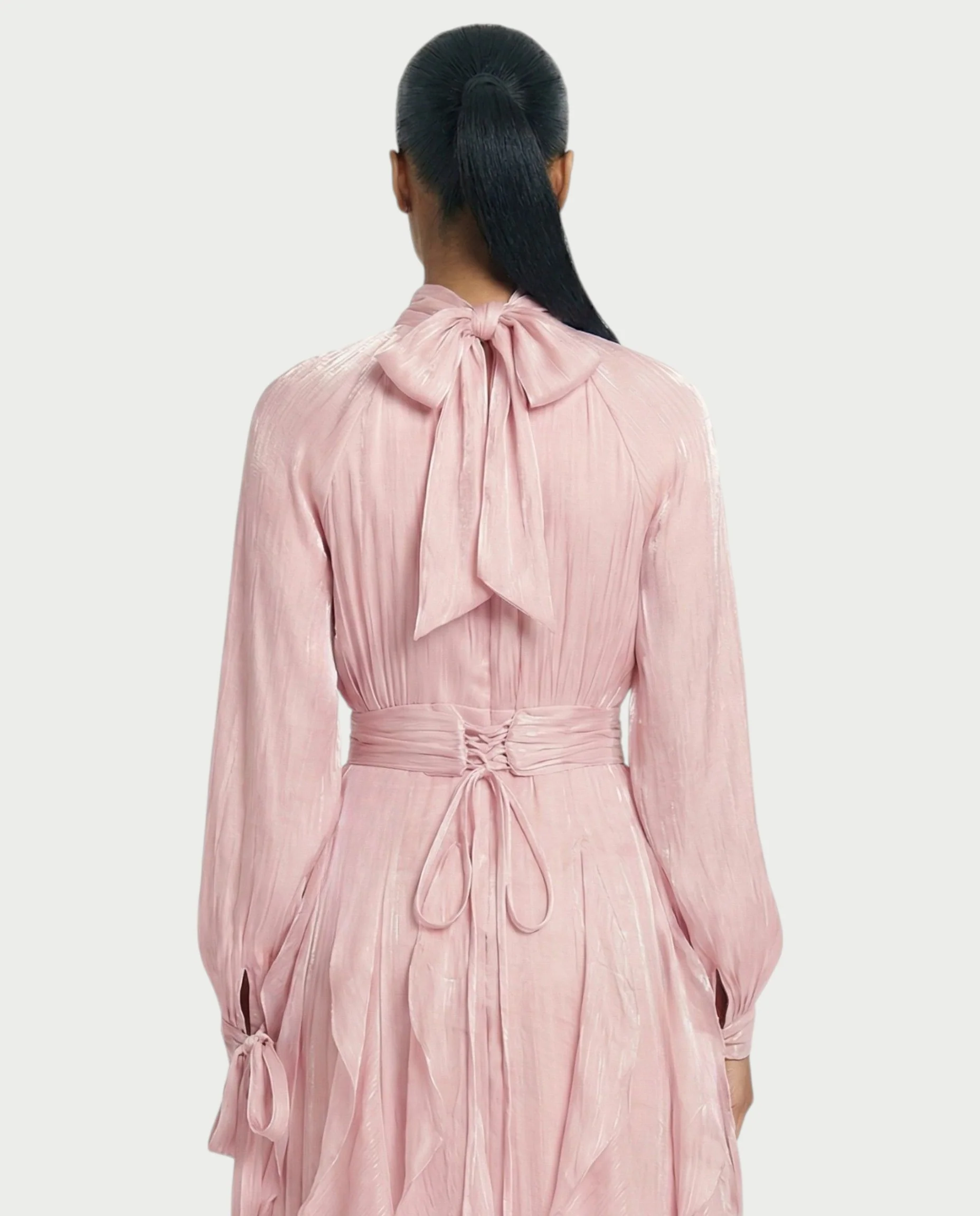 ELMA High-Neck Draped Ruffle Maxi Dress - Image 10