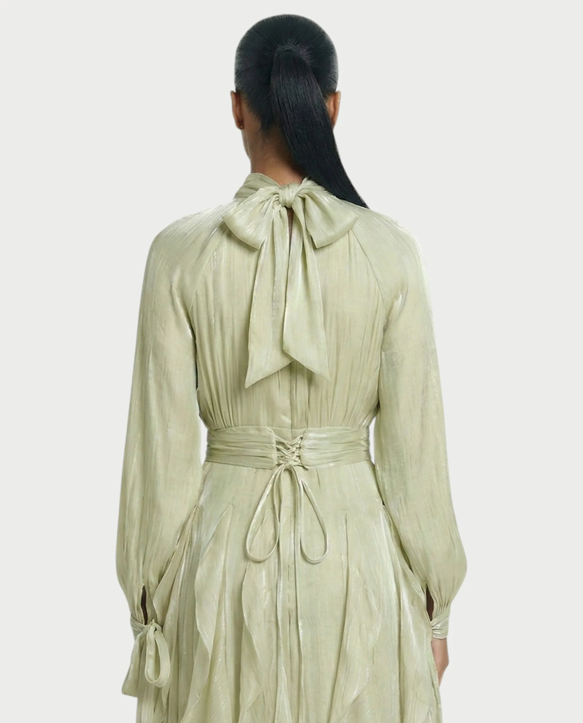 ELMA High-Neck Draped Ruffle Maxi Dress - Image 15