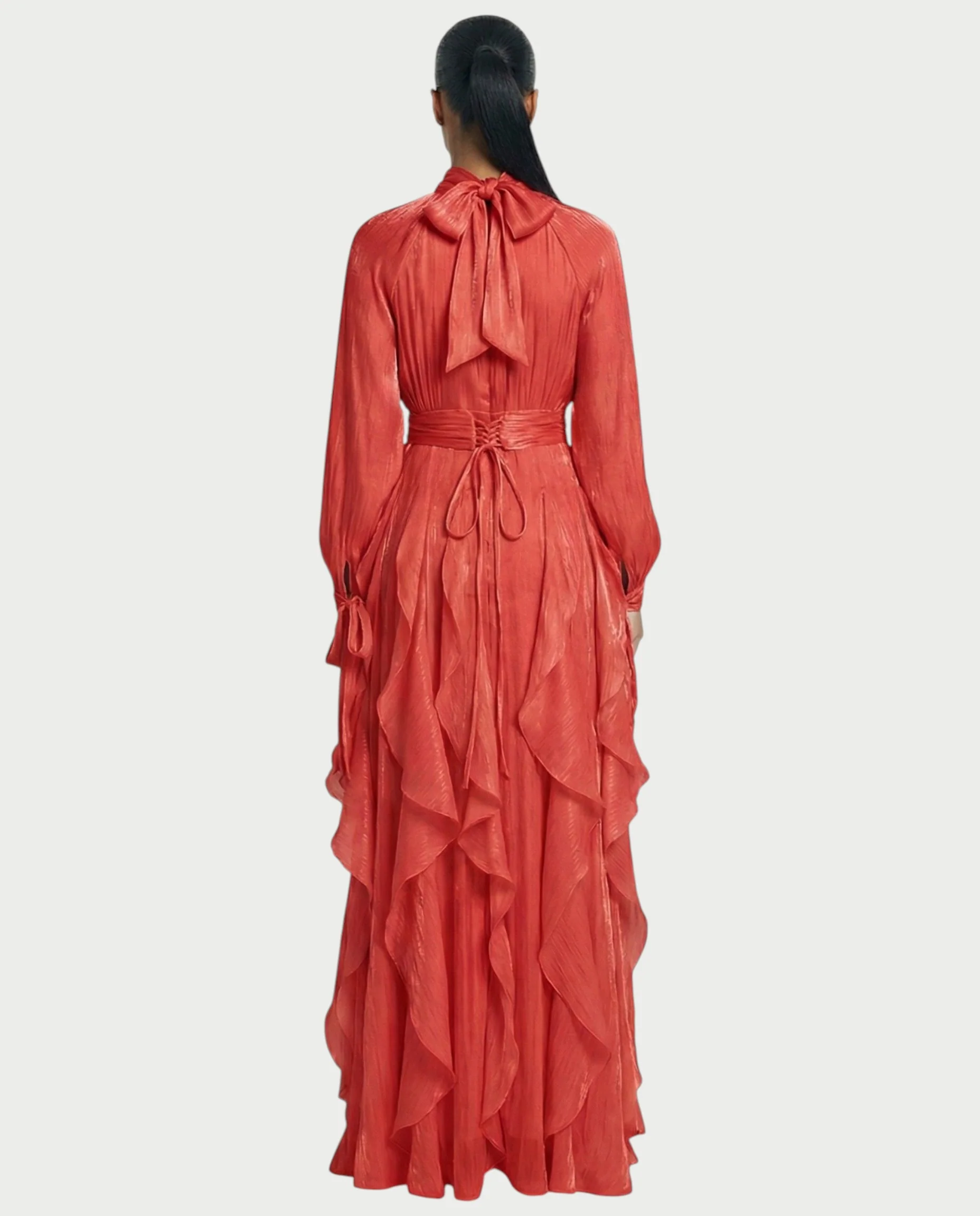ELMA High-Neck Draped Ruffle Maxi Dress - Image 17