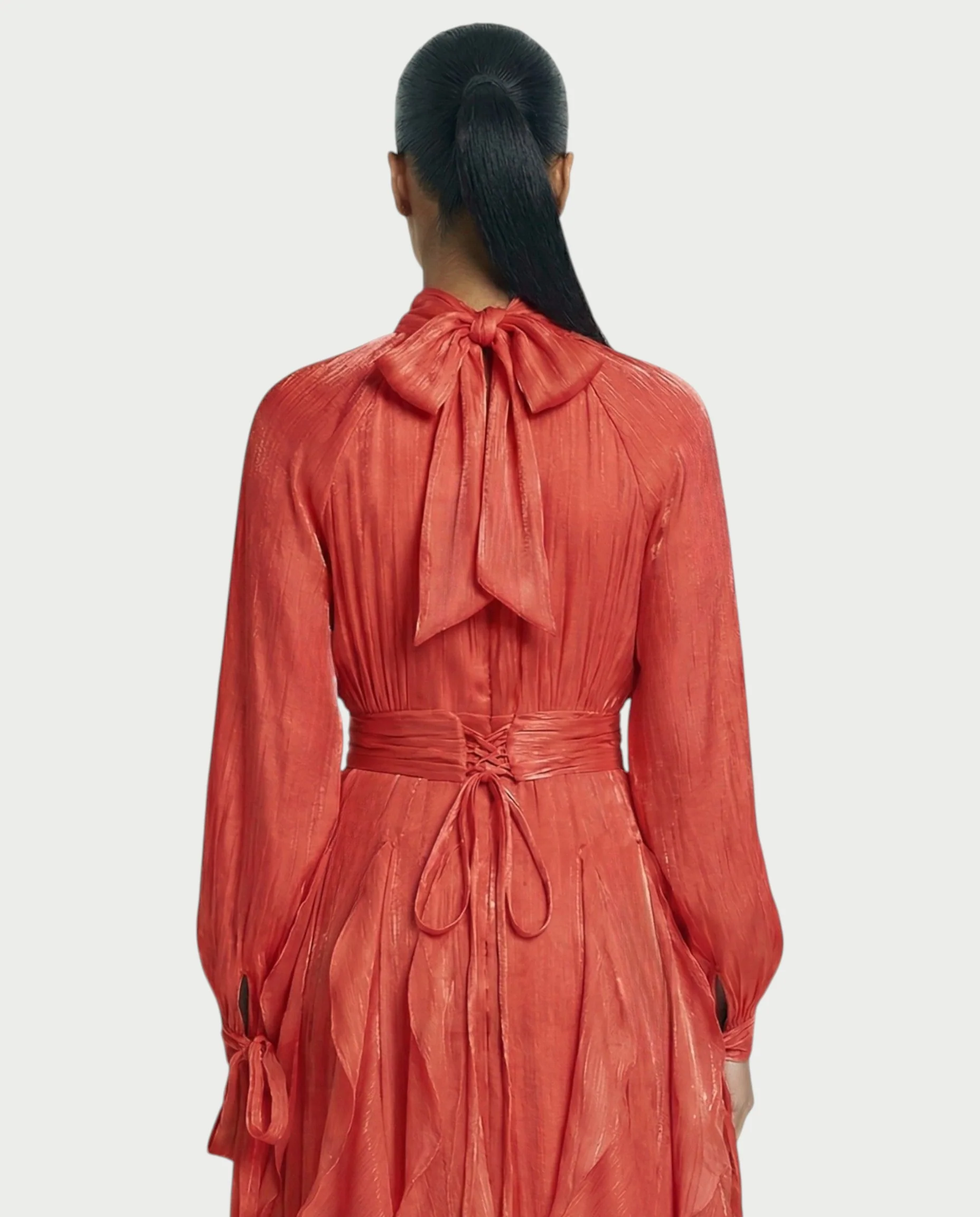 ELMA High-Neck Draped Ruffle Maxi Dress - Image 20