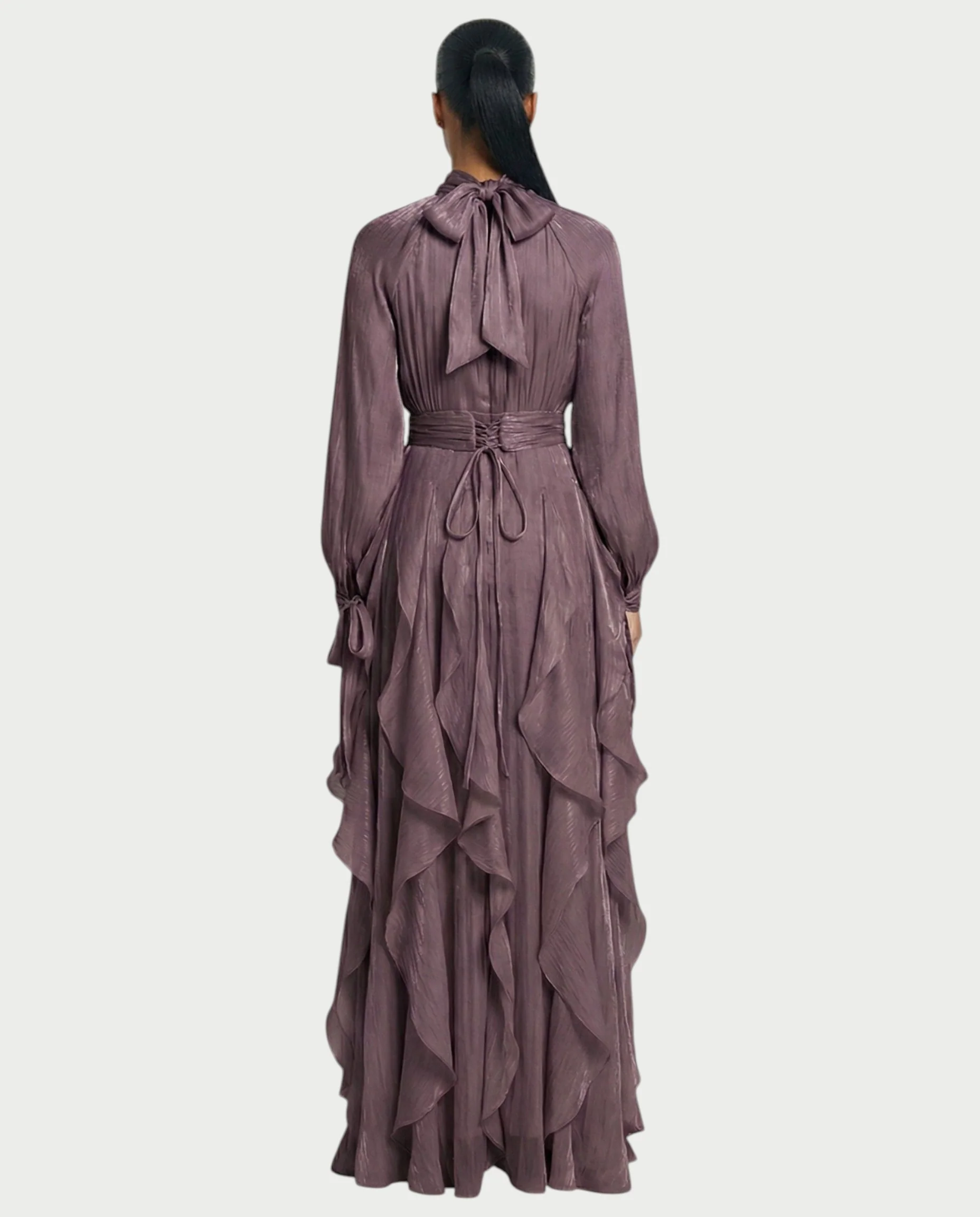 ELMA High-Neck Draped Ruffle Maxi Dress - Image 22