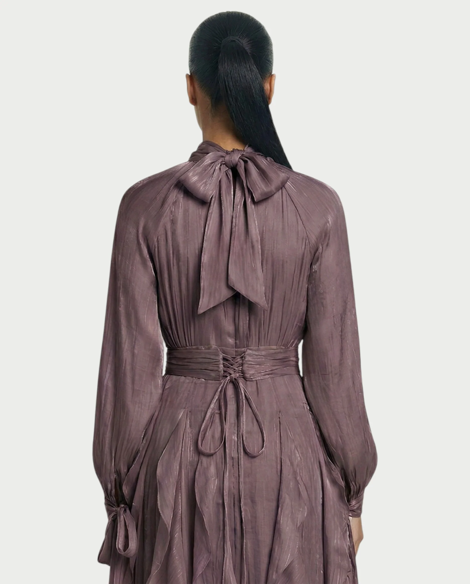 ELMA High-Neck Draped Ruffle Maxi Dress - Image 25