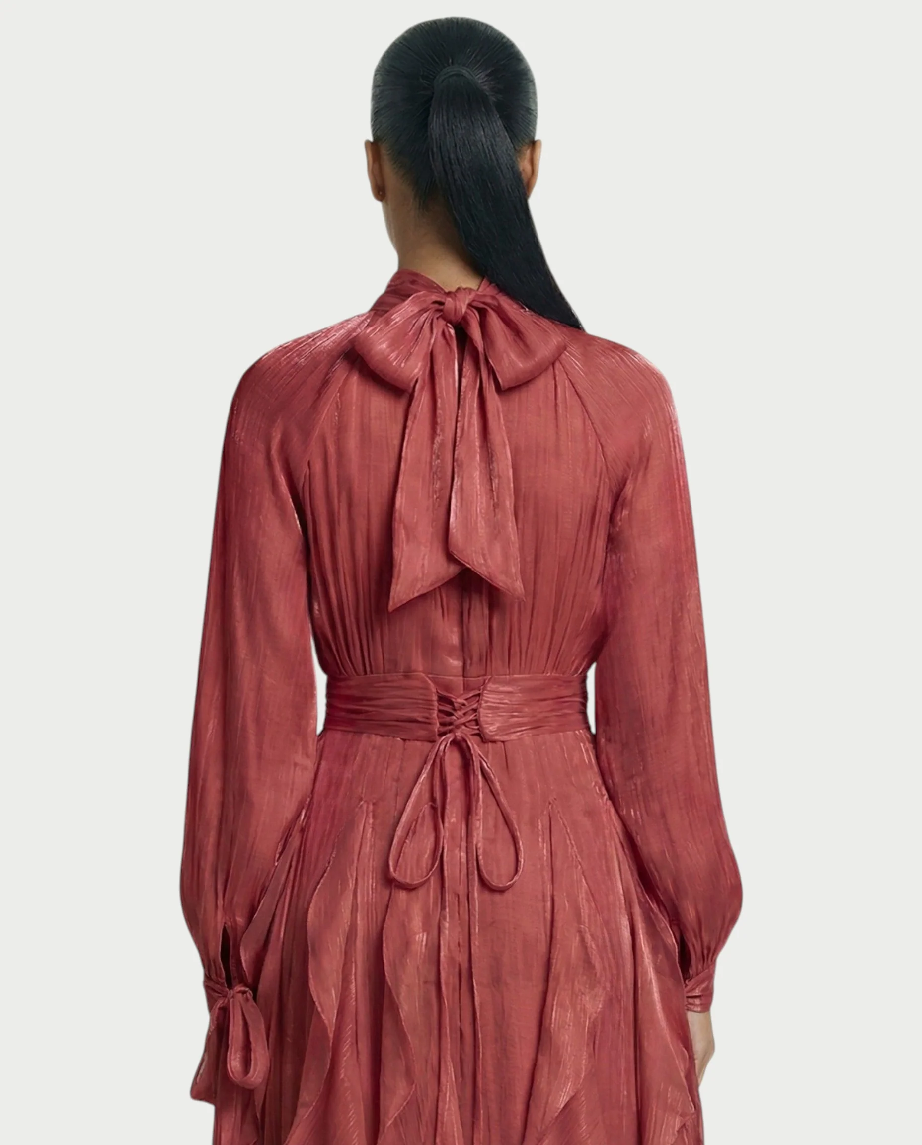 ELMA High-Neck Draped Ruffle Maxi Dress - Image 30
