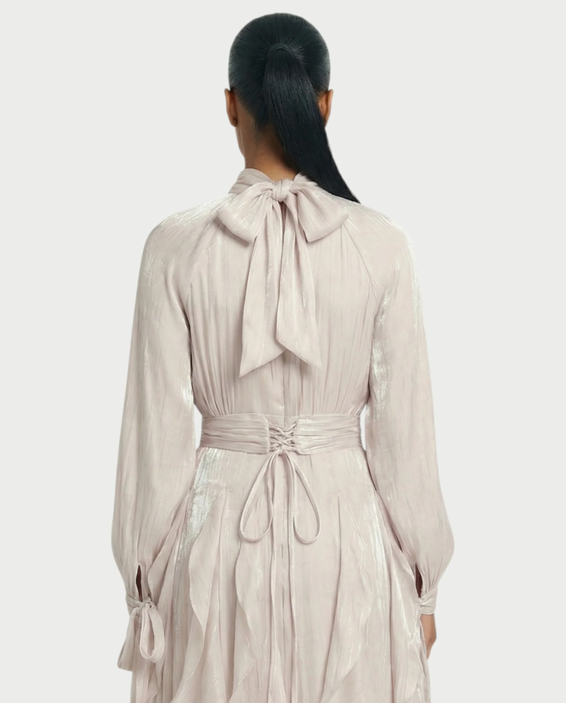 ELMA High-Neck Draped Ruffle Maxi Dress - Image 5