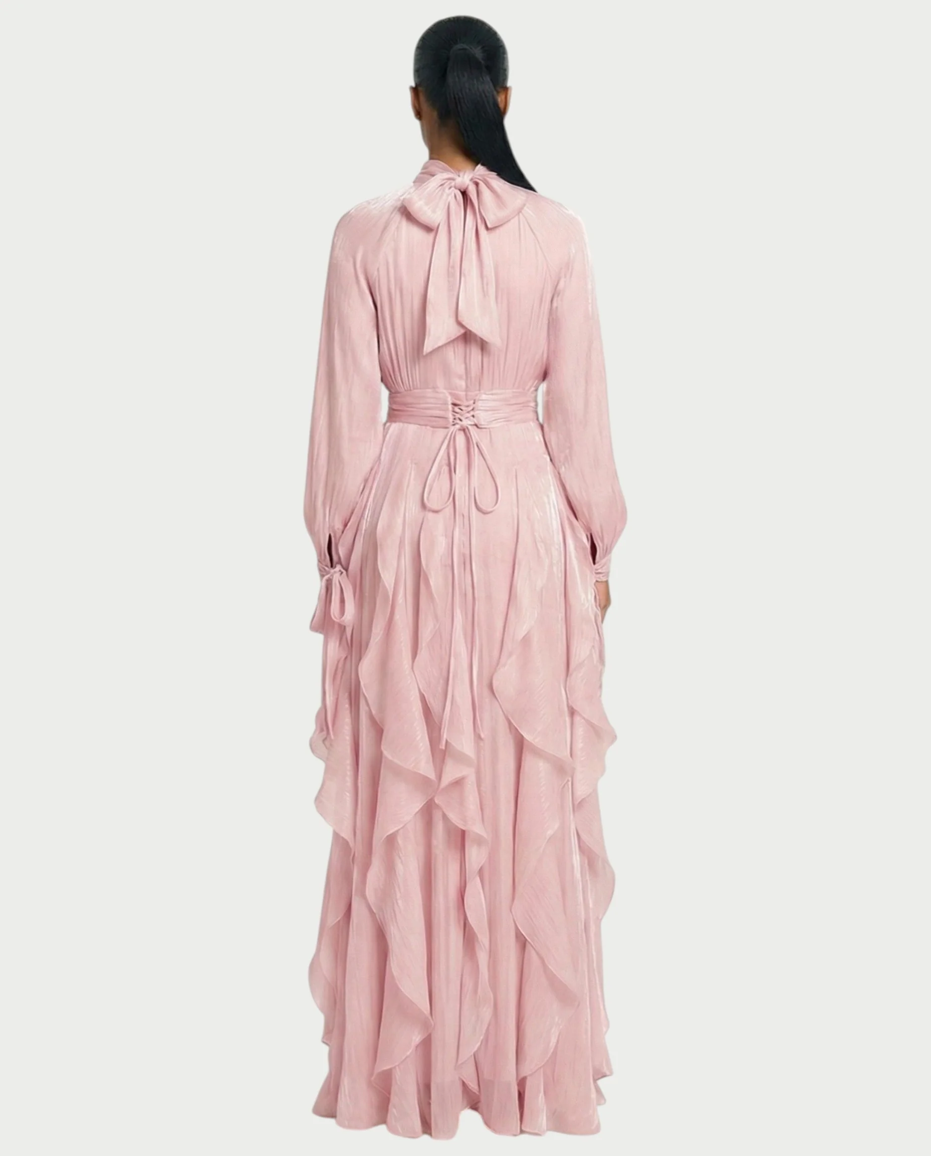 ELMA High-Neck Draped Ruffle Maxi Dress - Image 7
