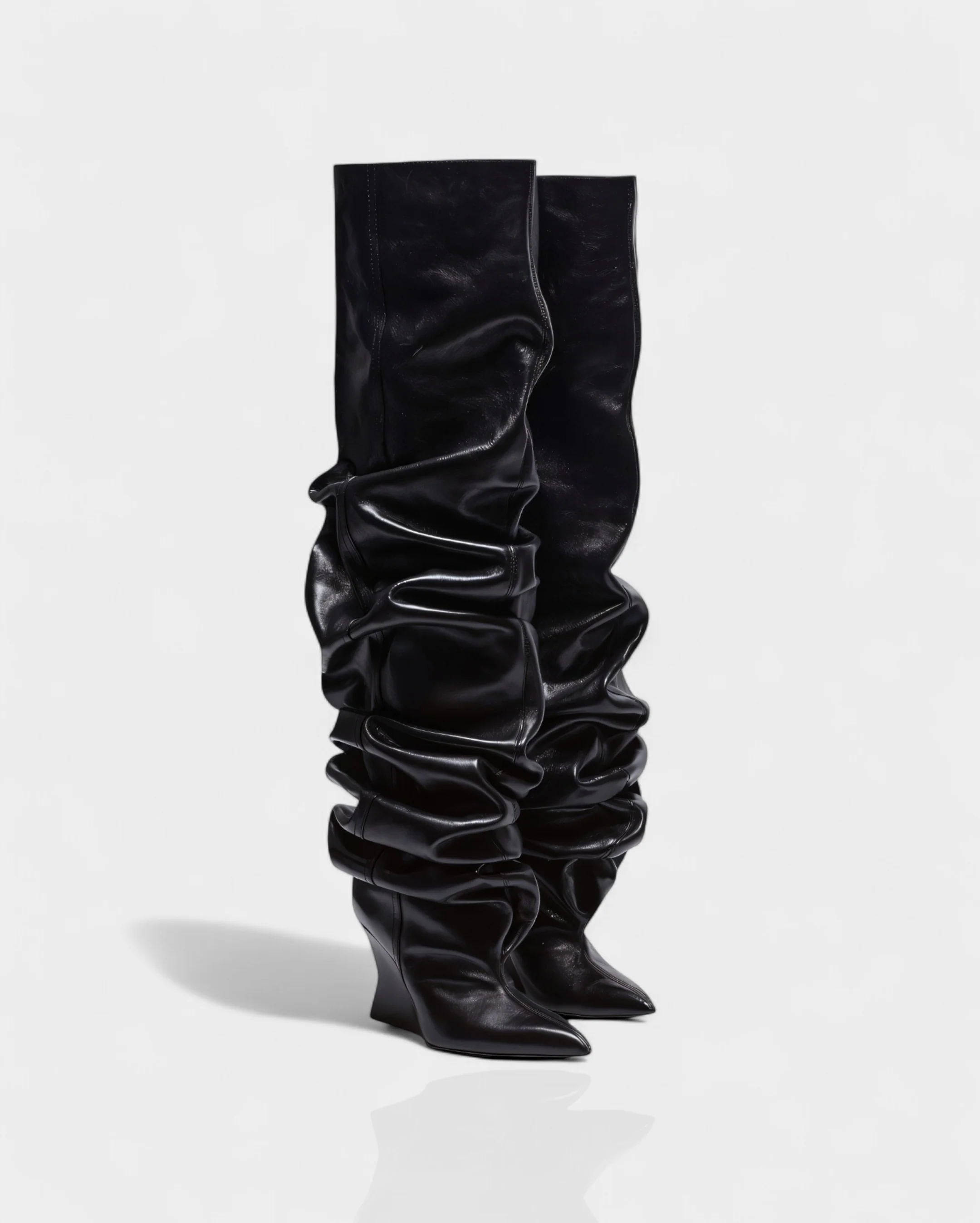 ELOURA Slouch Knee-High Wedge Heel Boots - Image 2