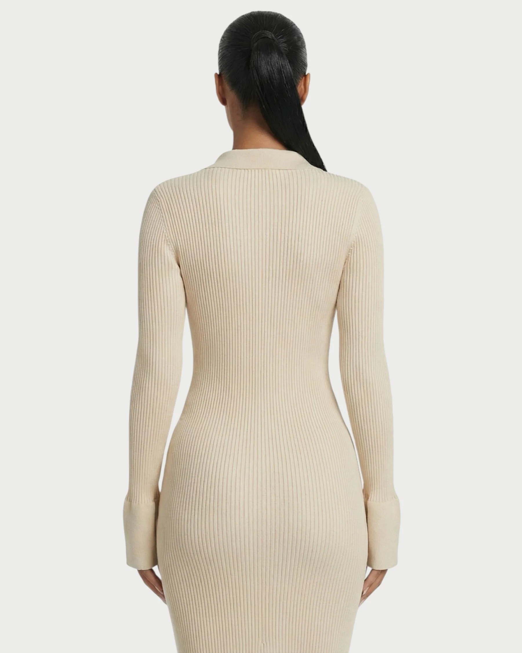 ELYSIA Ribbed Knit Collared Midi Dress - Image 5