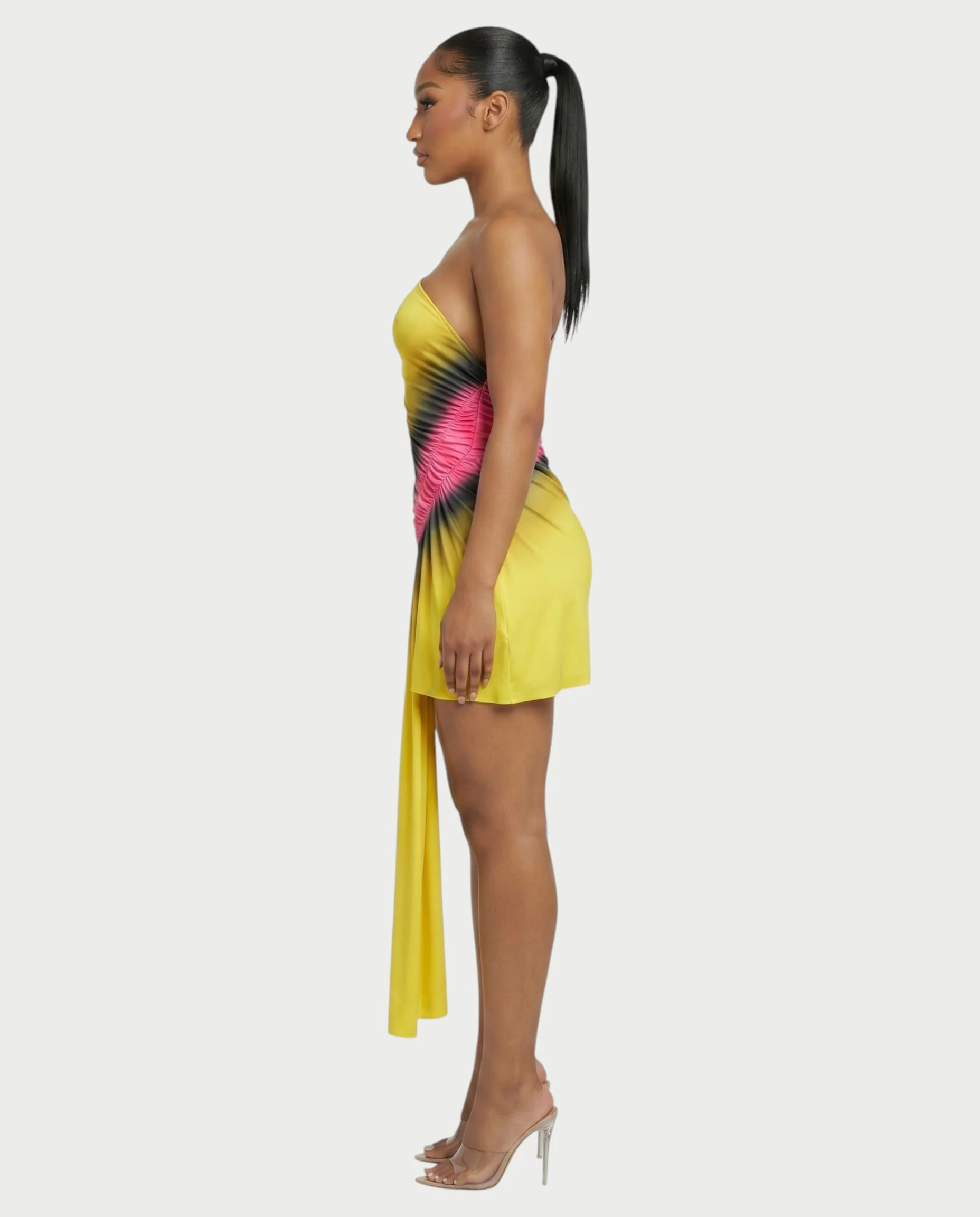 ELYSIAN Ruched Draped Bodycon Mini Dress - Image 3