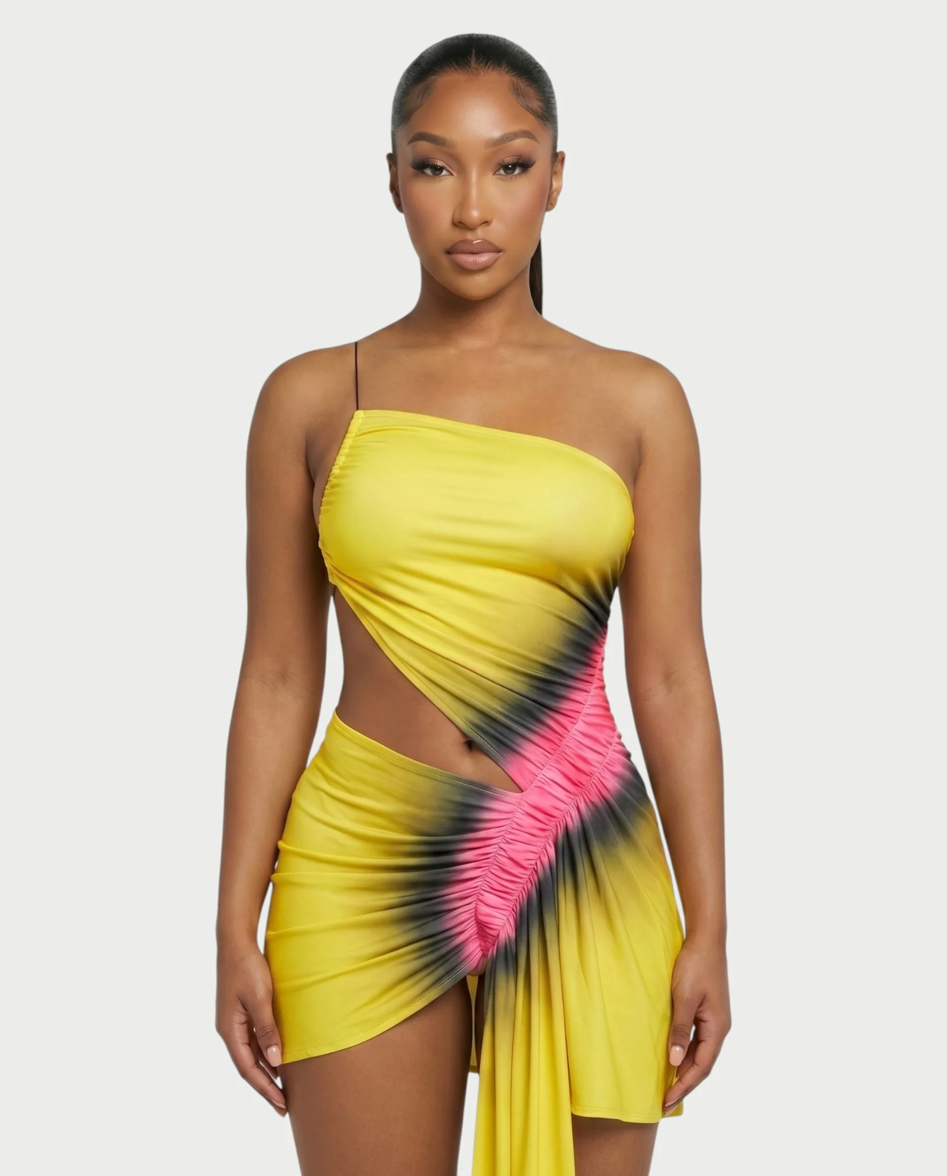 ELYSIAN Ruched Draped Bodycon Mini Dress - Image 4