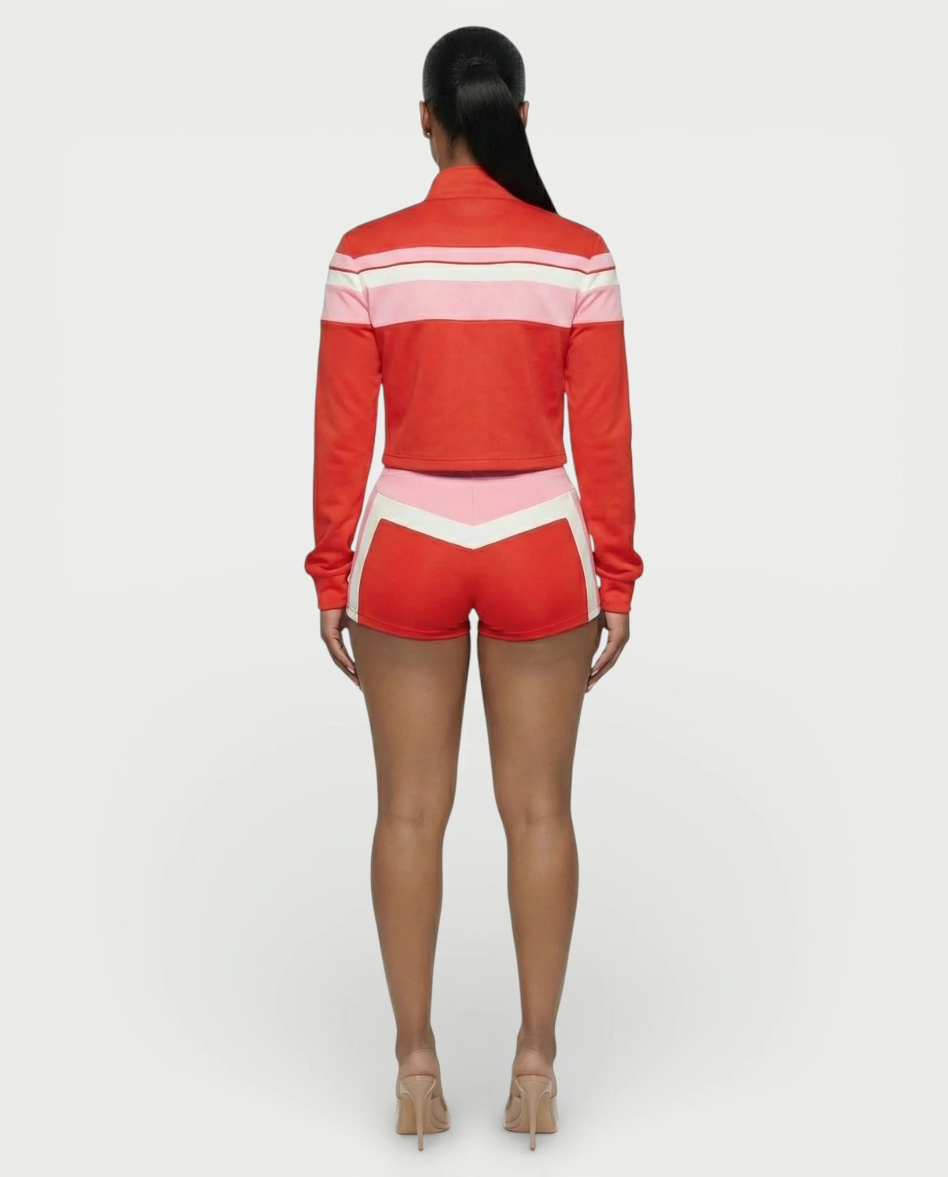 EMBERLY Contrast Zip-Up Jacket Three-Piece Set - Image 4
