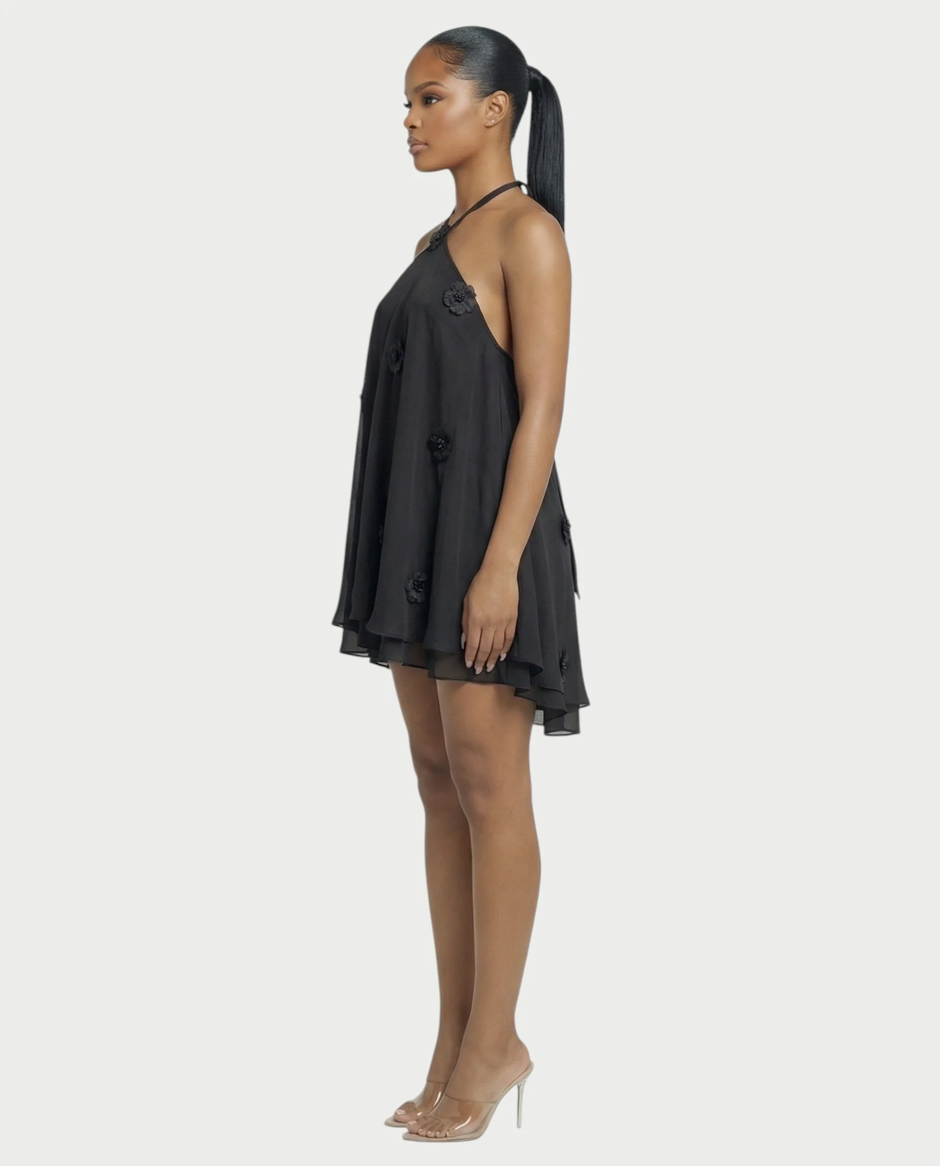 EMELIYA 3D Flower Halter Mini dress - Image 3