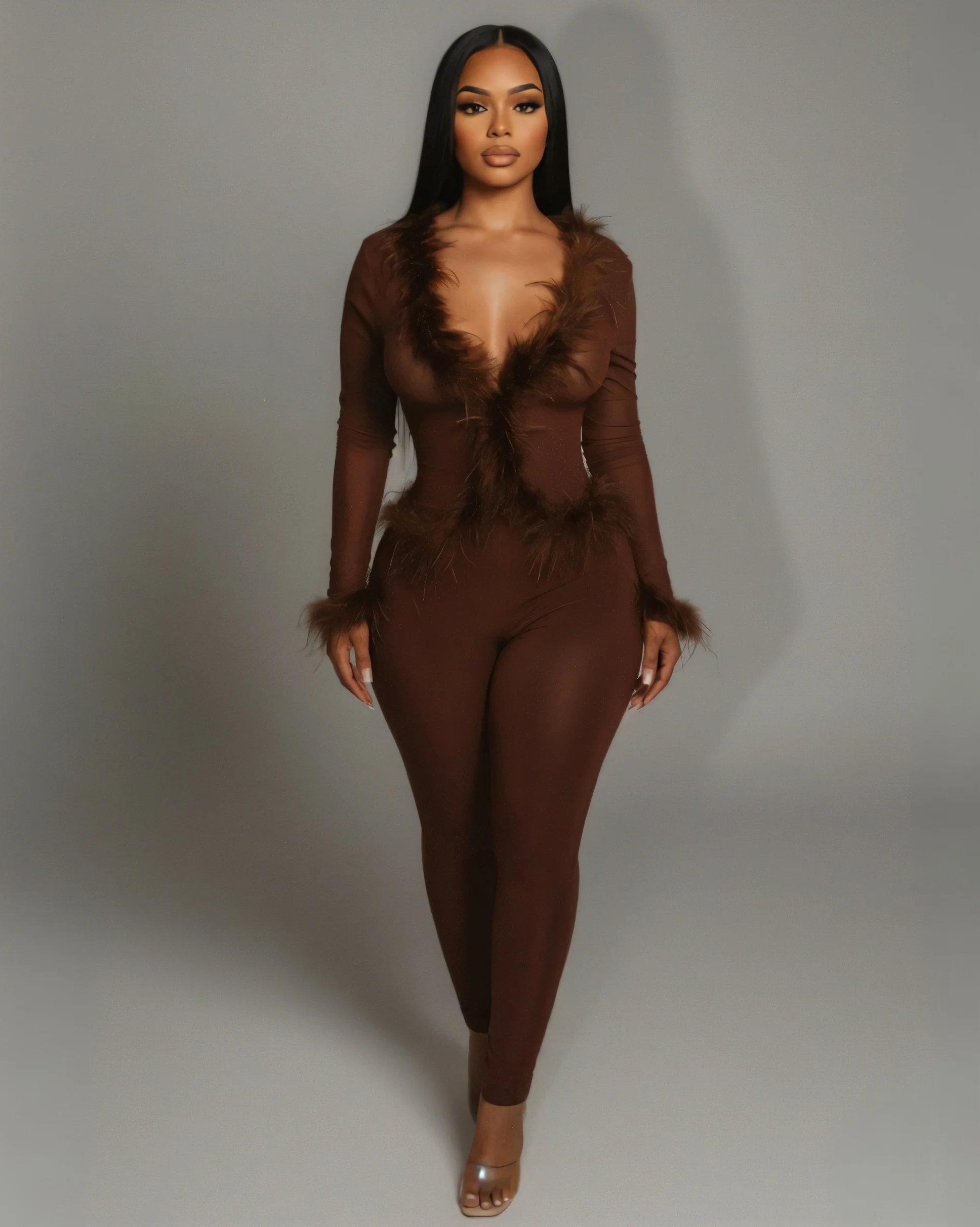 EMERY Faux Feather Trim Two-Piece Set - Image 5