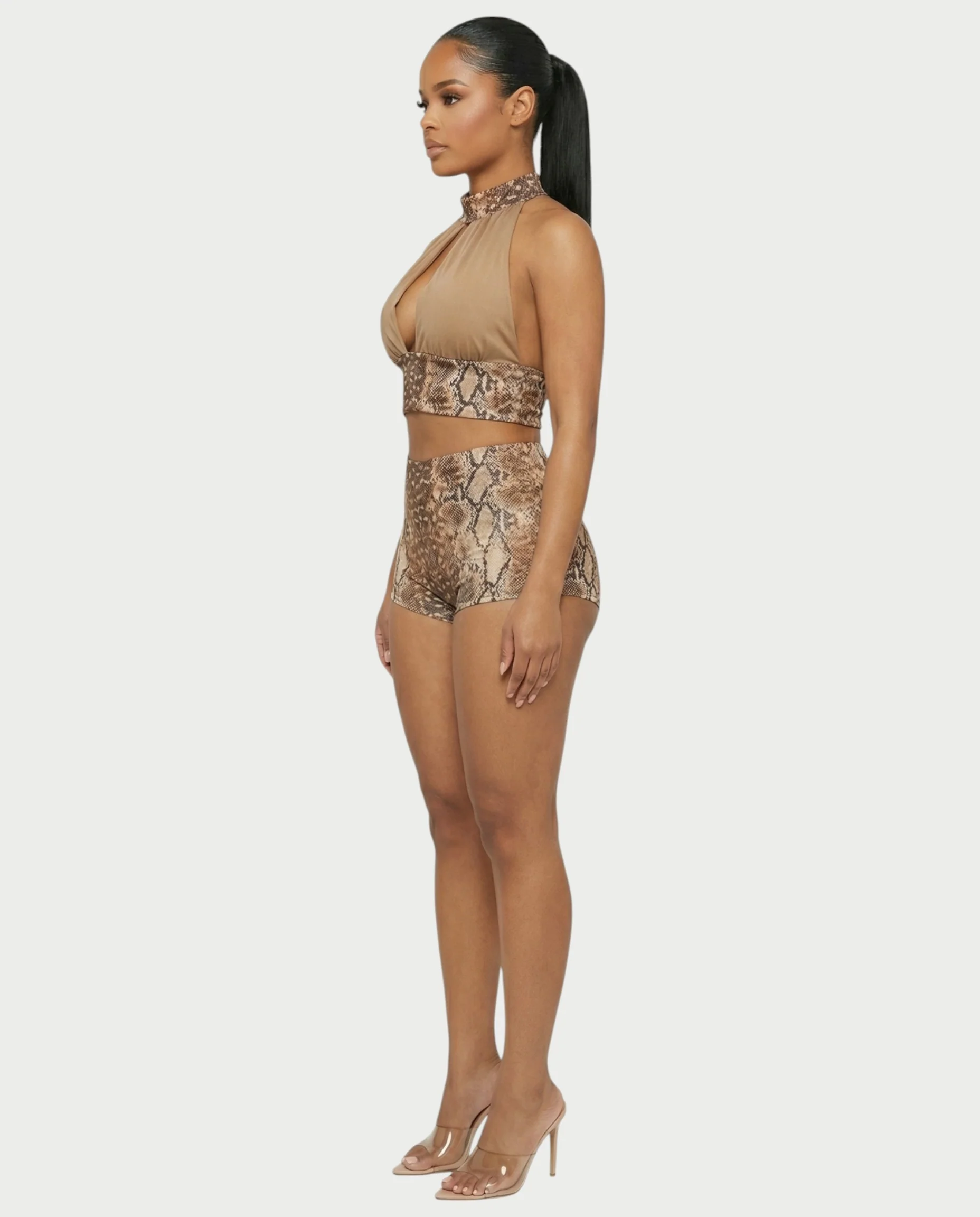 EMINA Snake Print Crop Top & High-Waisted Shorts Set - Image 3