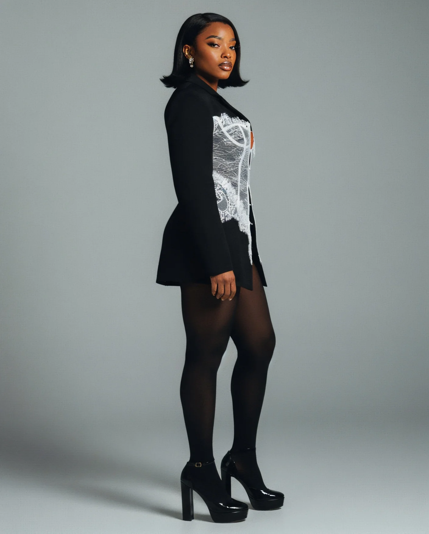 ENNA Cinched Lace Corset Blazer - Image 3