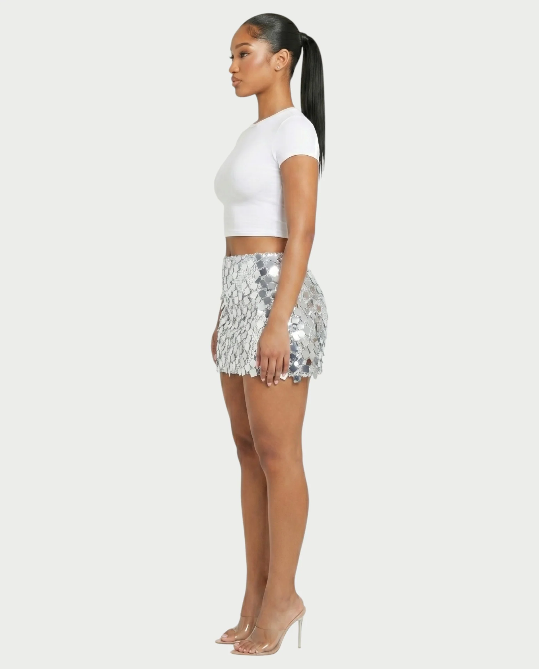 ERANYA Square Sequin Embellished Mini Skirt - Image 3