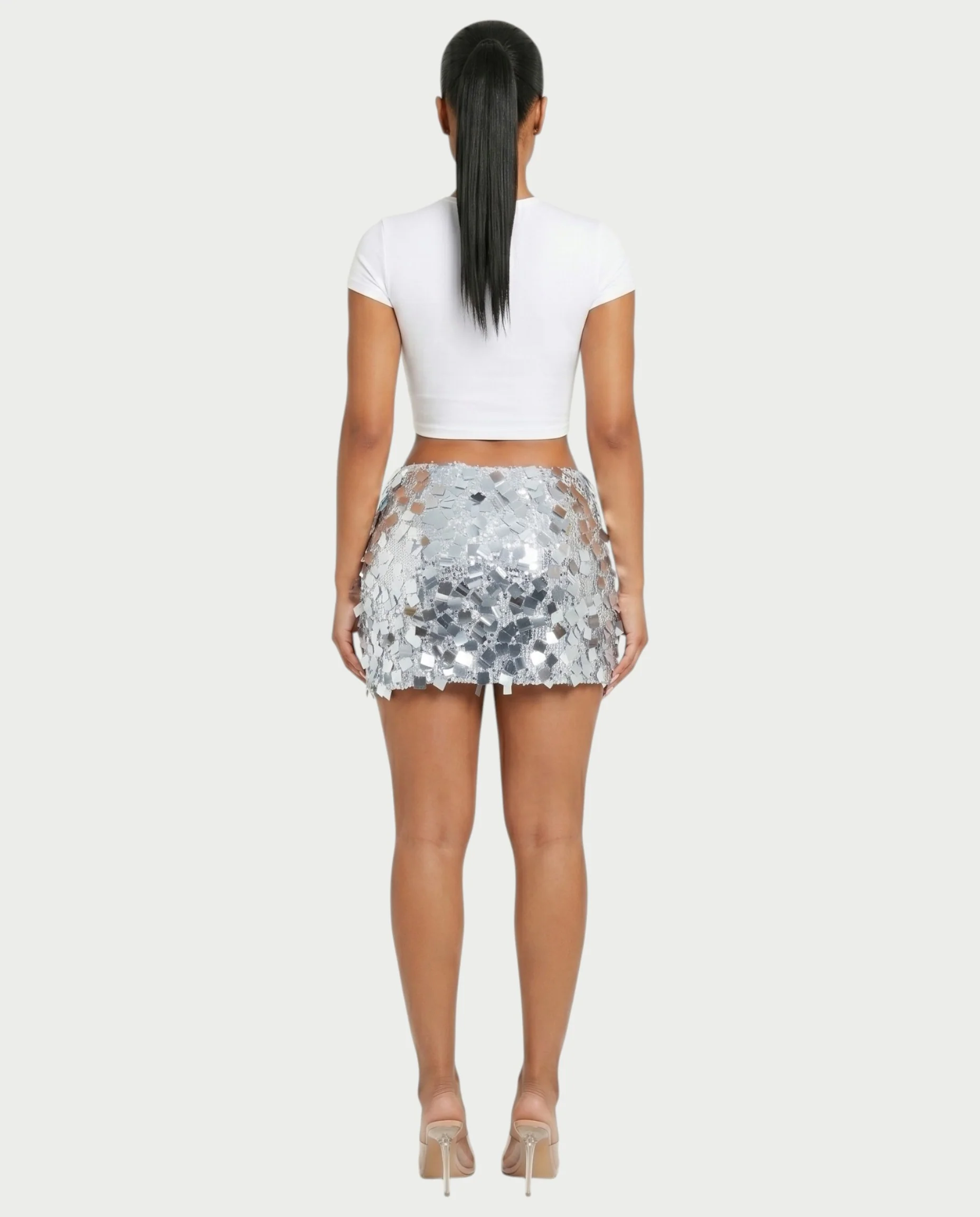 ERANYA Square Sequin Embellished Mini Skirt - Image 5
