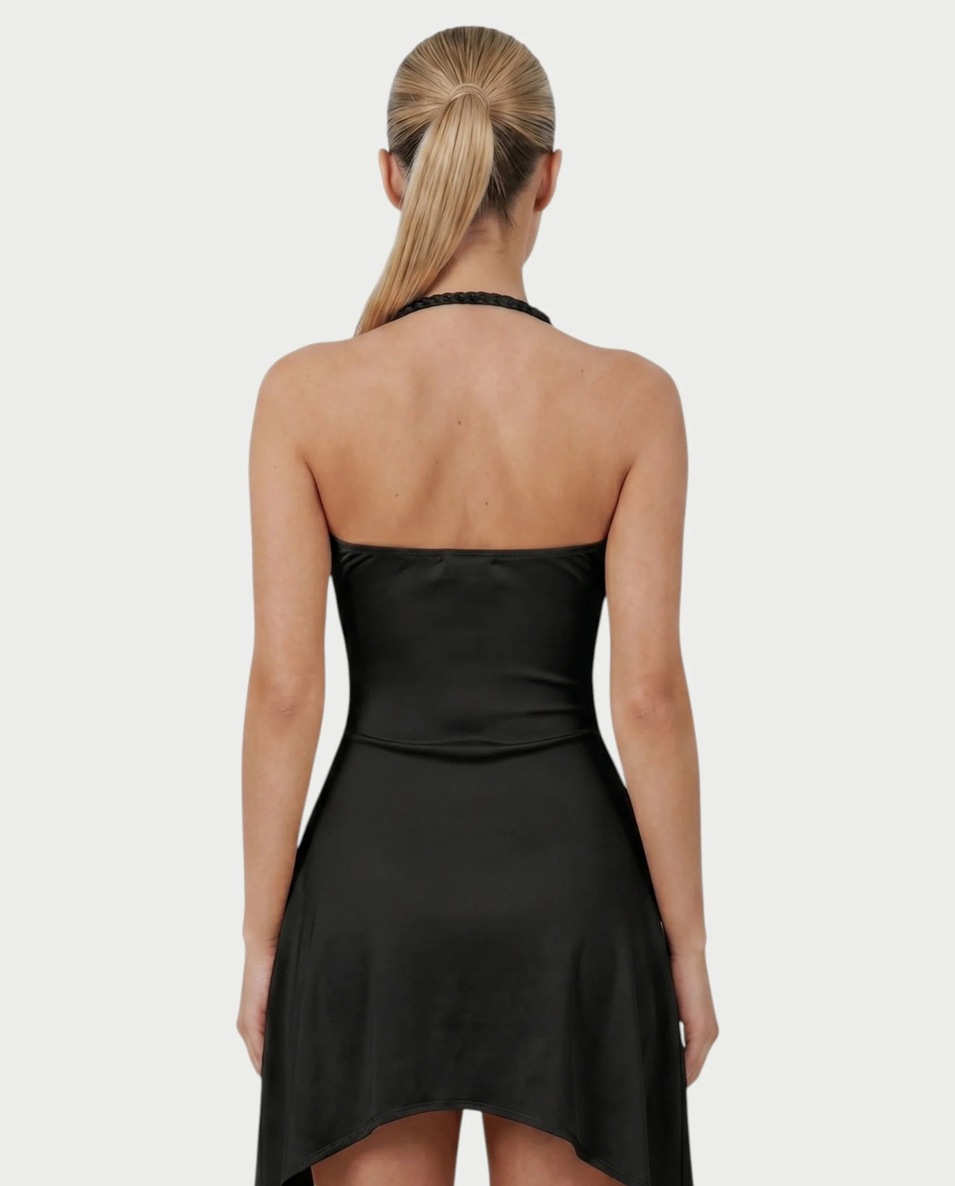 ERLANA Ruched Shell Braided Strap Mini Dress - Image 10