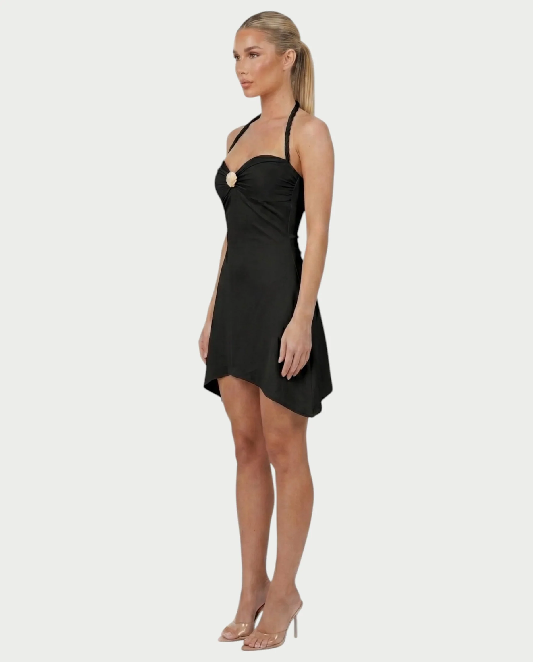 ERLANA Ruched Shell Braided Strap Mini Dress - Image 8