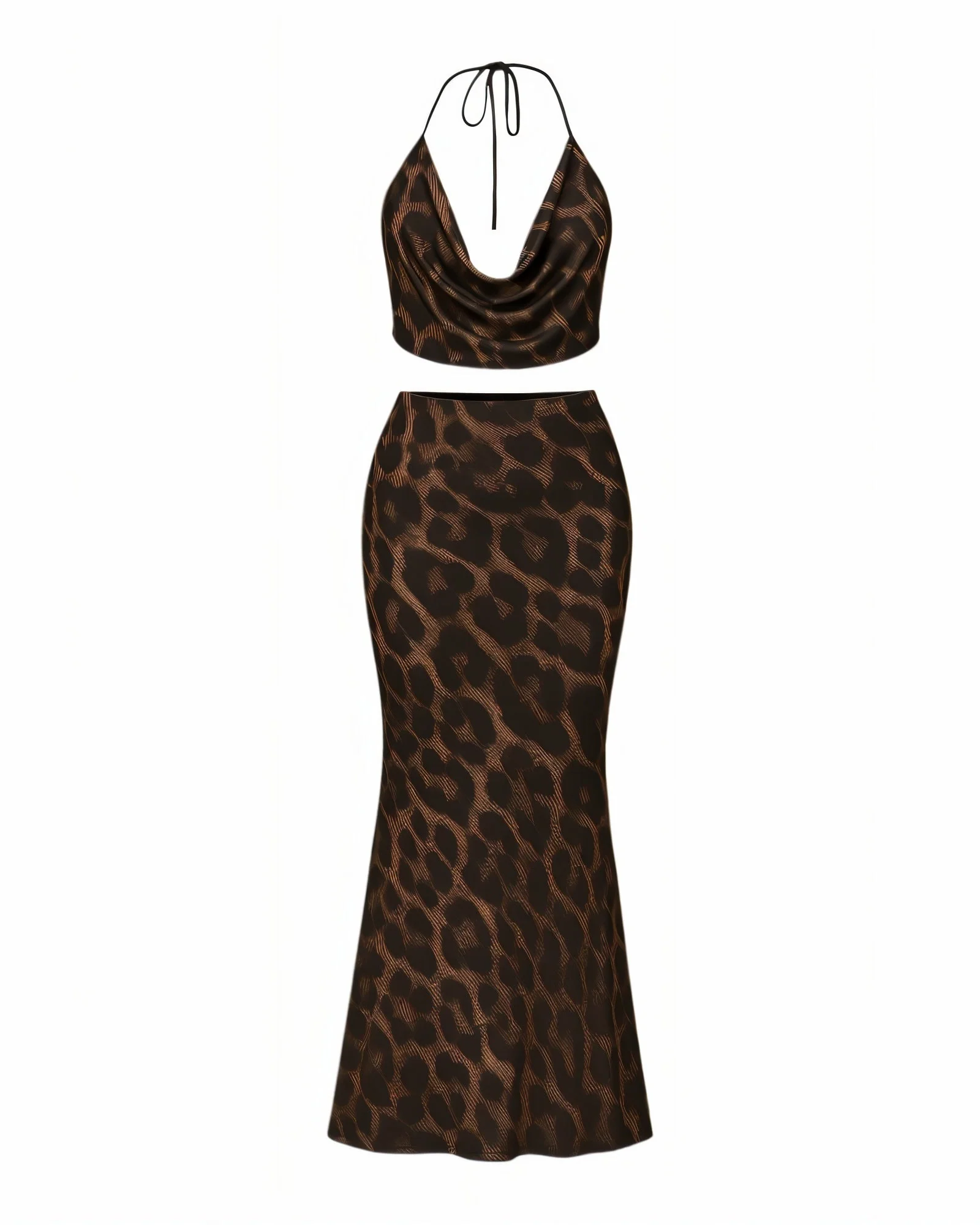 EURY Leopard Print Cowl Top and Maxi Skirt Set - Image 5