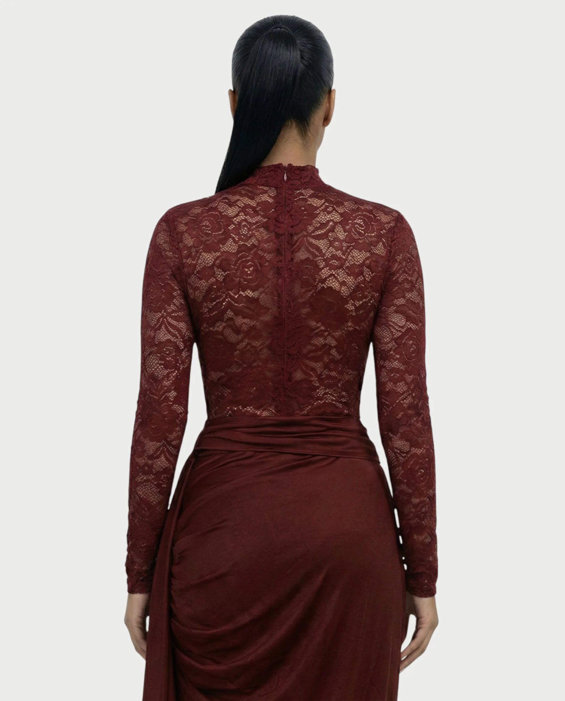 EVASYN Sheer Lace Jumpsuit & Wrap Skirt Set - Image 10