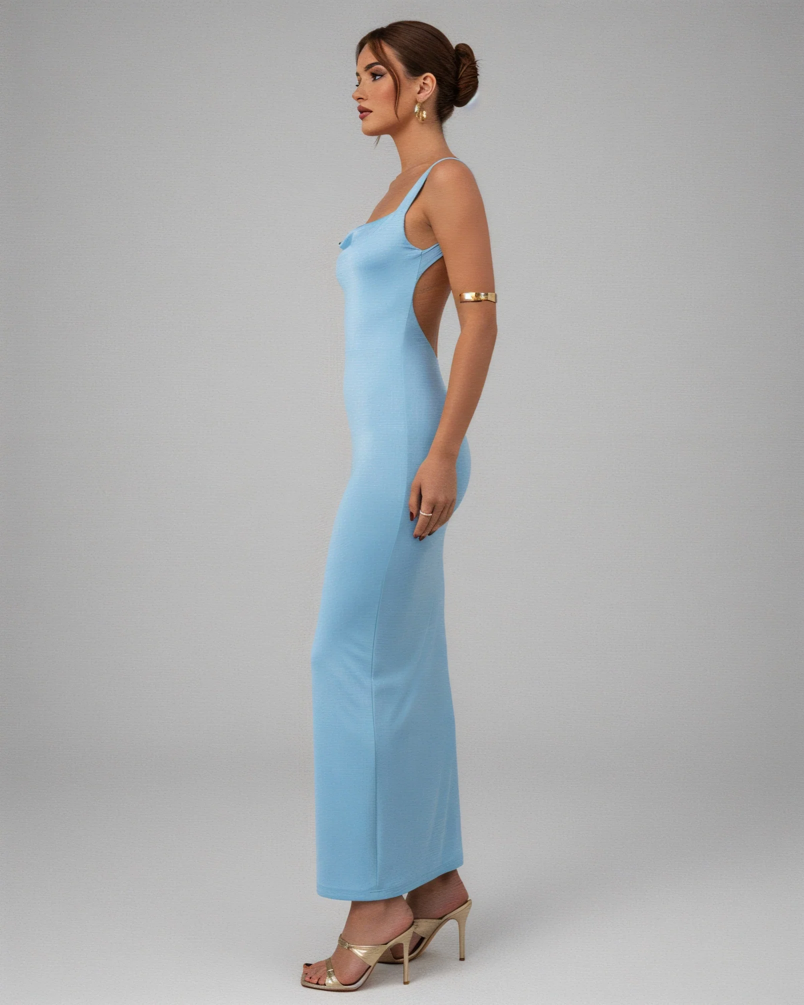 EVELLE Satin Bow-Back Maxi Dress - Image 11