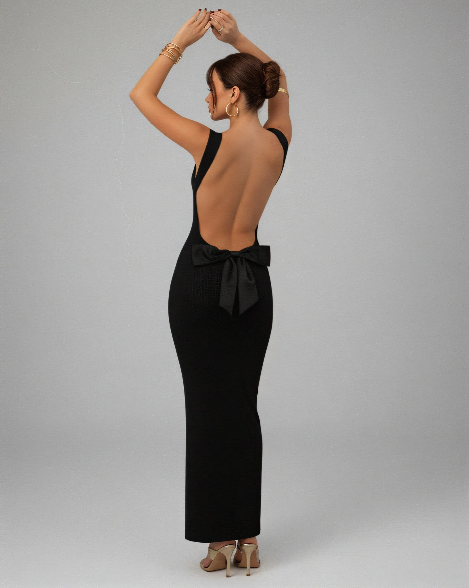 EVELLE Satin Bow-Back Maxi Dress - Image 4