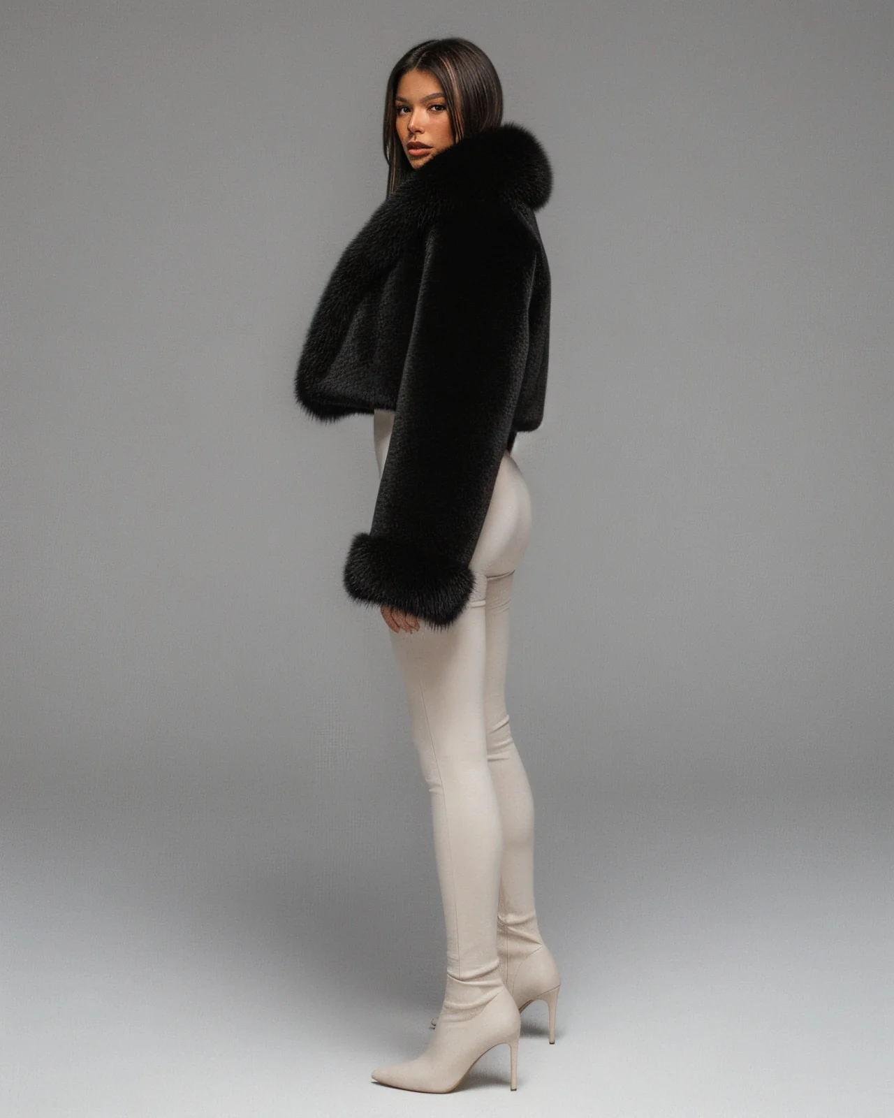 EZRA Plush Oversized Faux Fur Hooded Jacket - Image 9