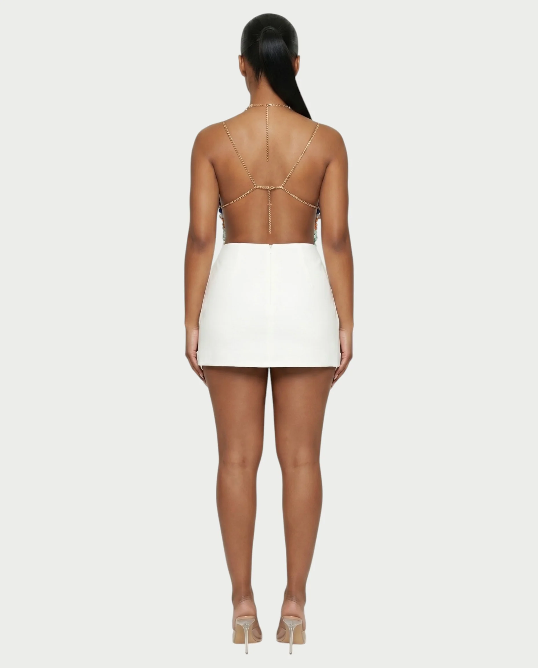 FAVINA Beaded Fringe Chain Strap Bralette Top - Image 5