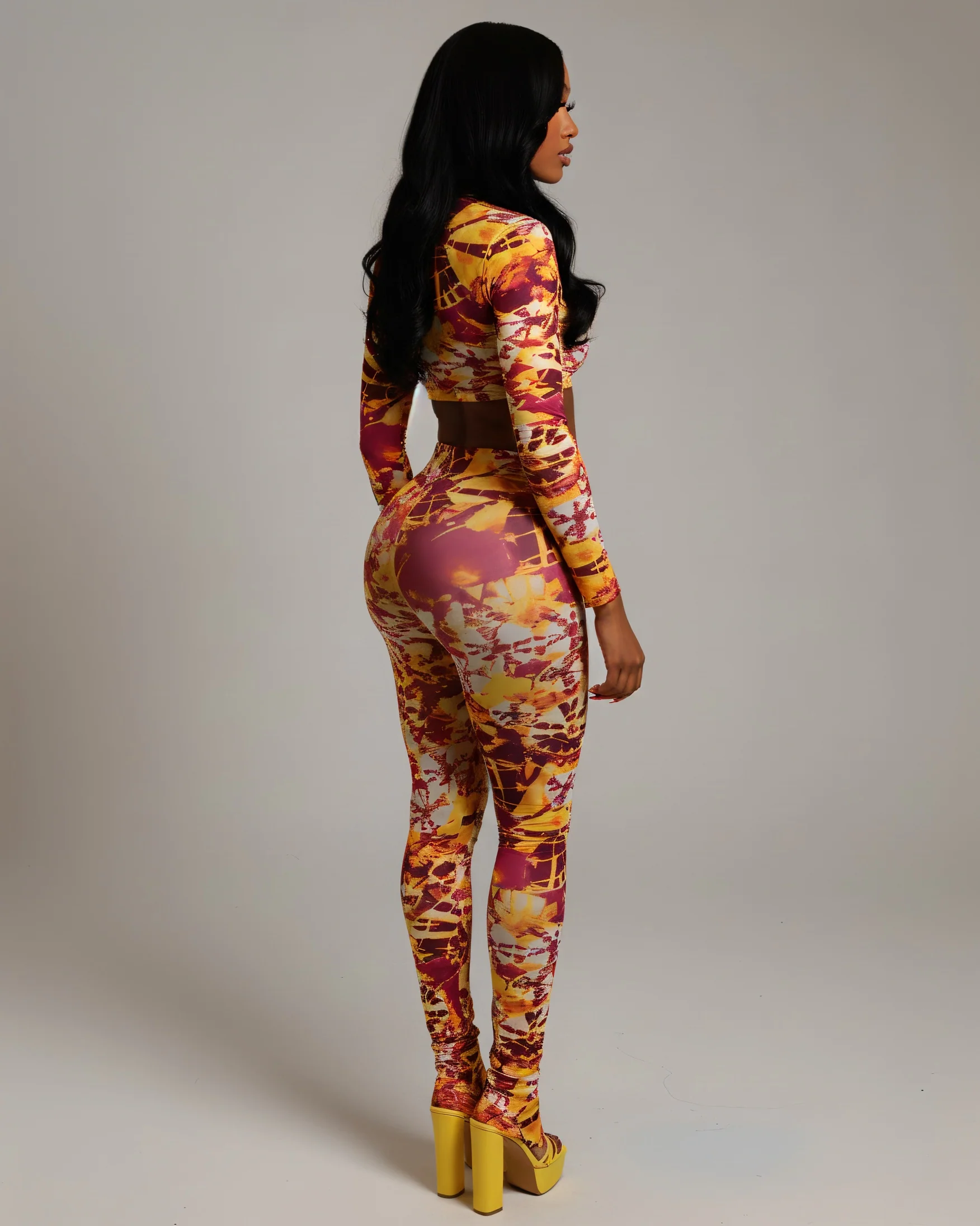 FEBIE Vibrant Abstract Print Top & Leggings Set - Image 4