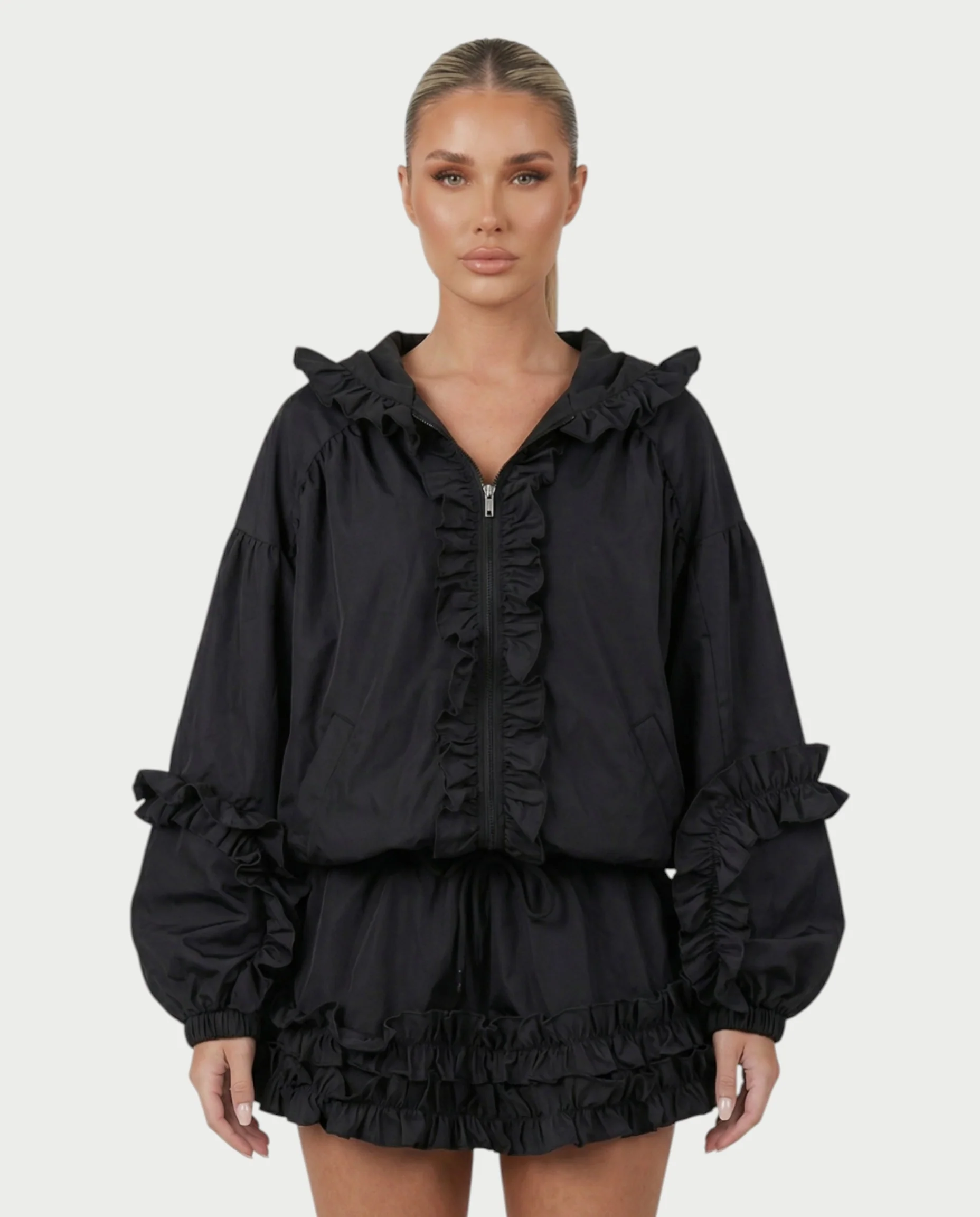 FINA Ruffle-Trim Hooded Jacket & Mini Skort Set - Image 6