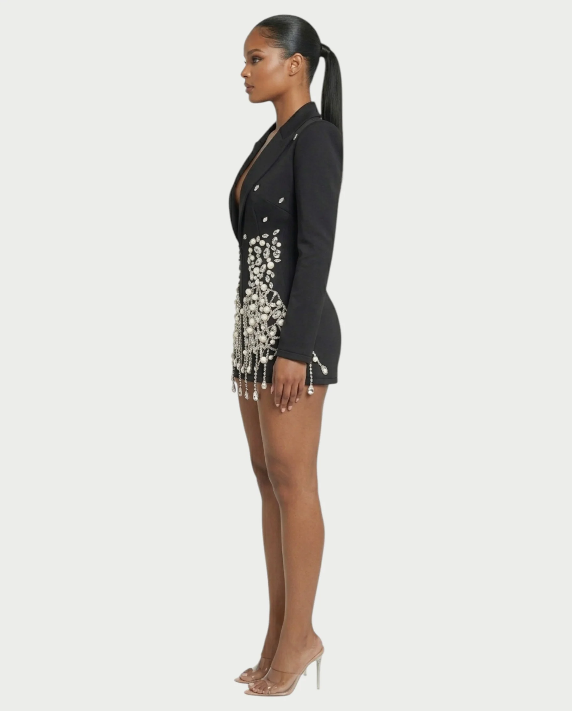 FIOR Pearl & Crystal Blazer Mini Dress - Image 3