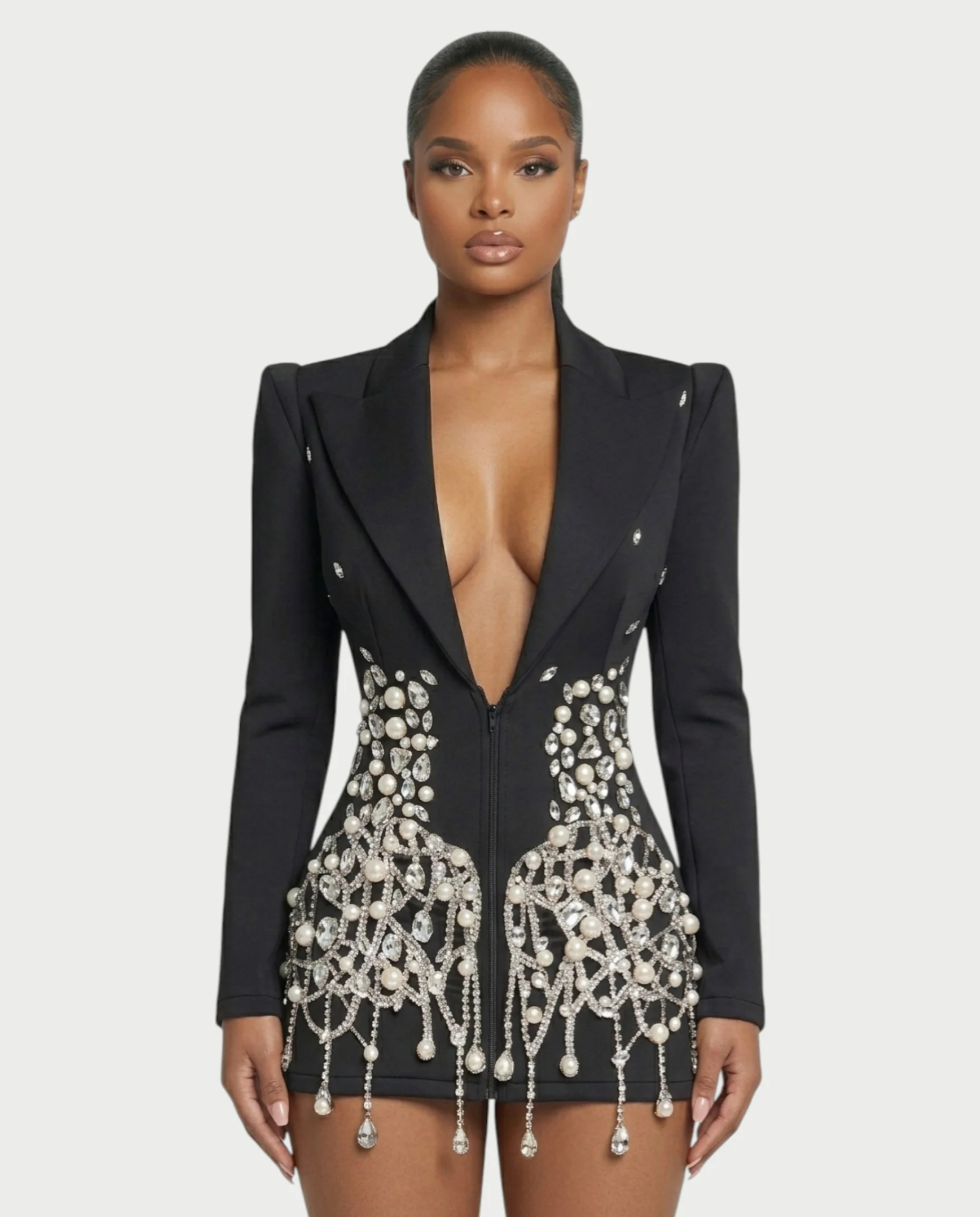 FIOR Pearl & Crystal Blazer Mini Dress - Image 4