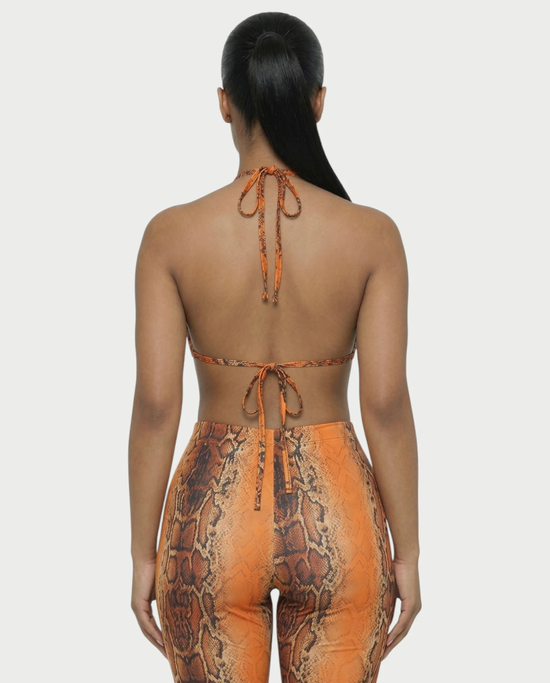 FLORA Snake Print Halter Crop Top & Capri Pants Set - Image 10