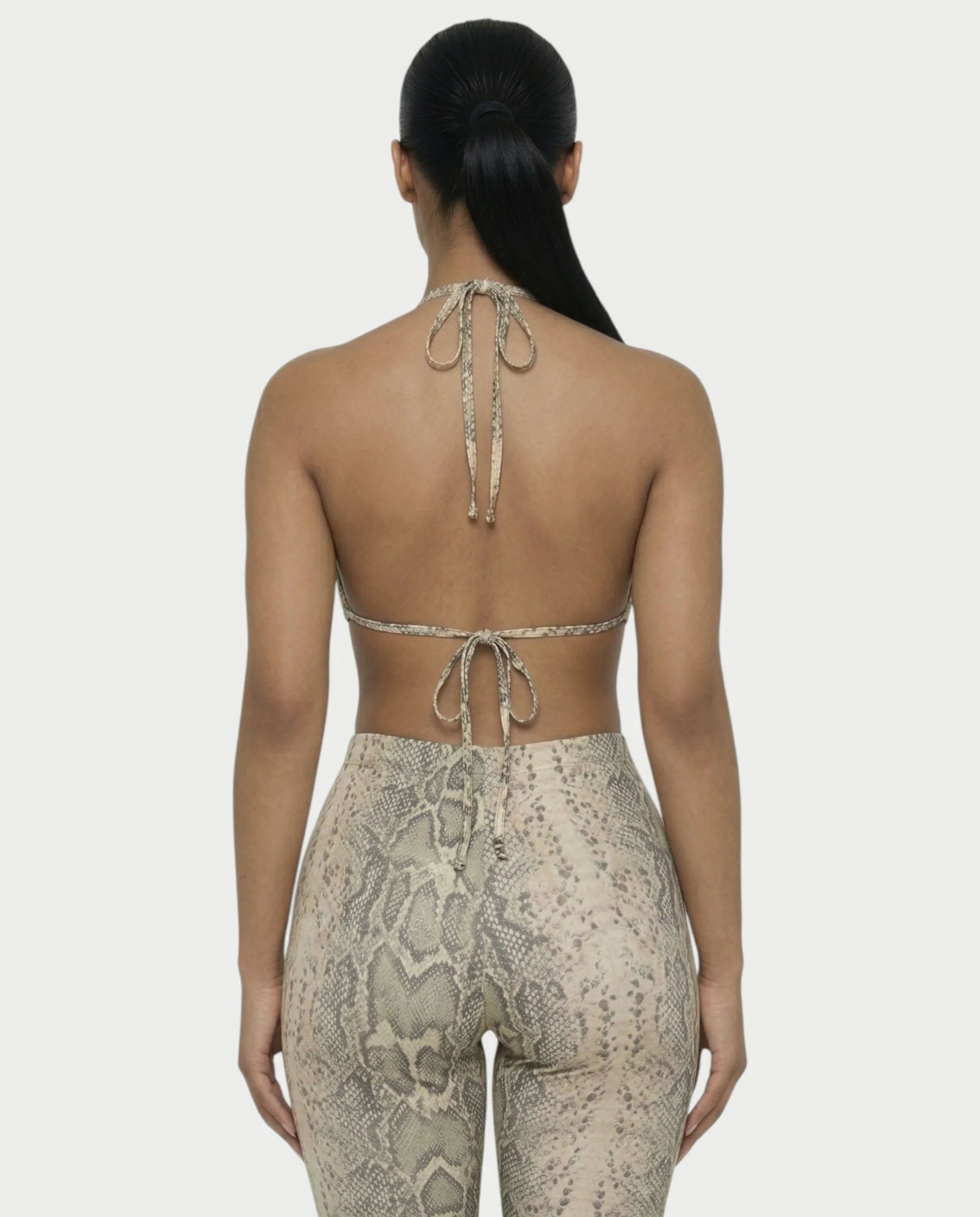FLORA Snake Print Halter Crop Top & Capri Pants Set - Image 4