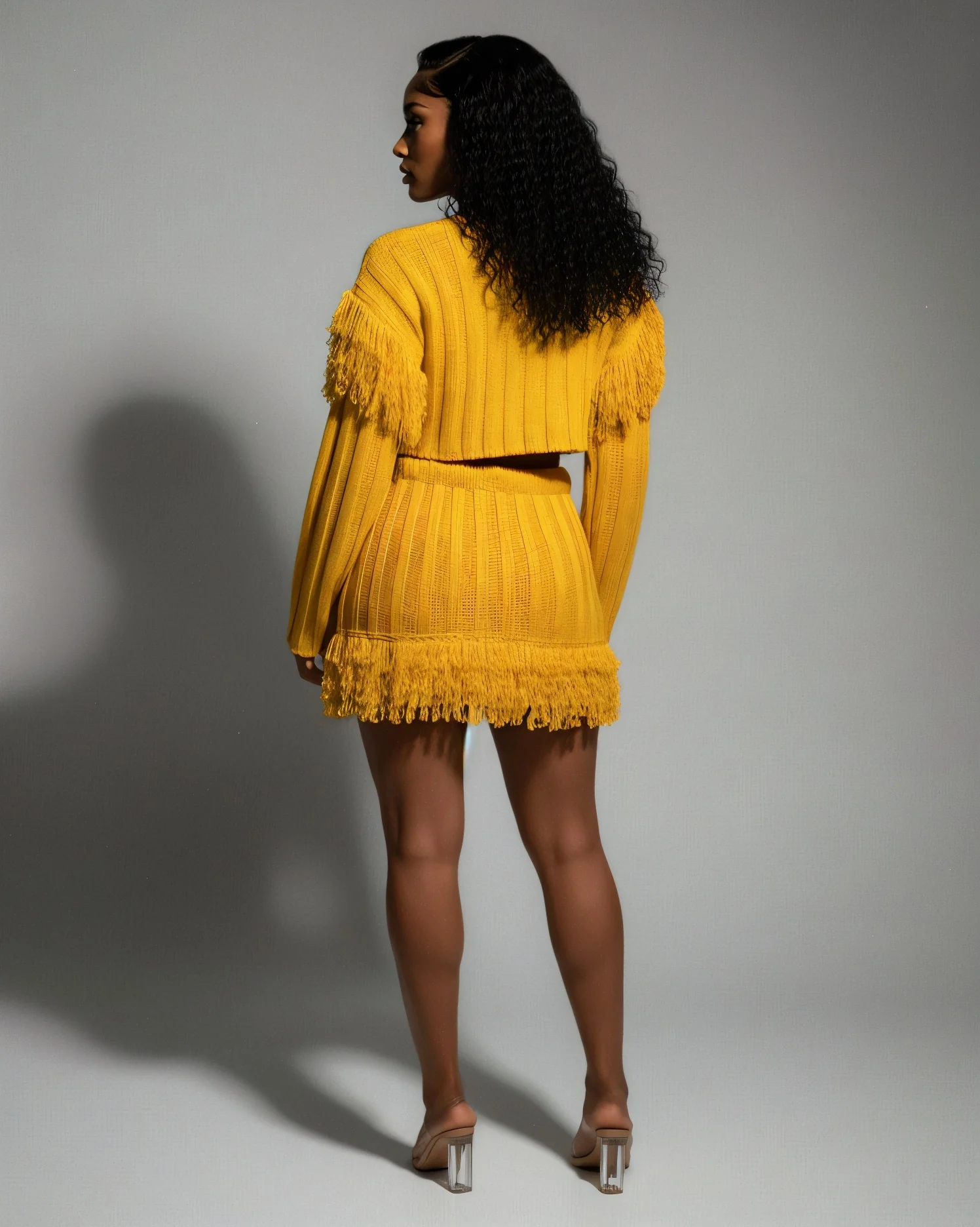 FLORINE Knit Fringe Cardigan & Skirt Set - Image 4