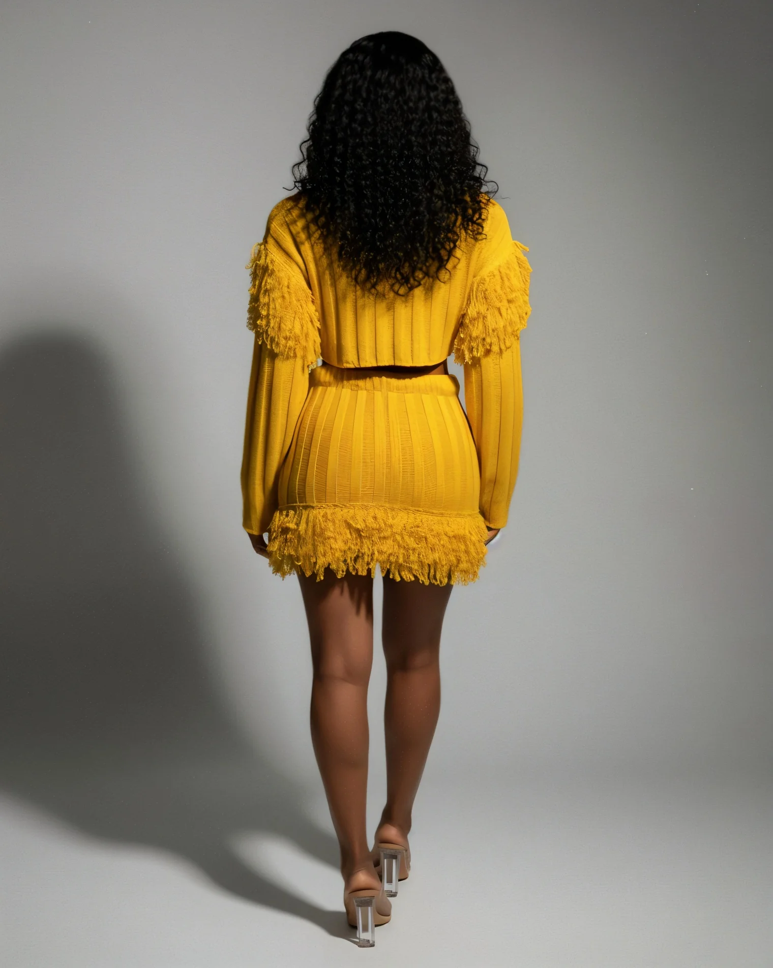 FLORINE Knit Fringe Cardigan & Skirt Set - Image 5