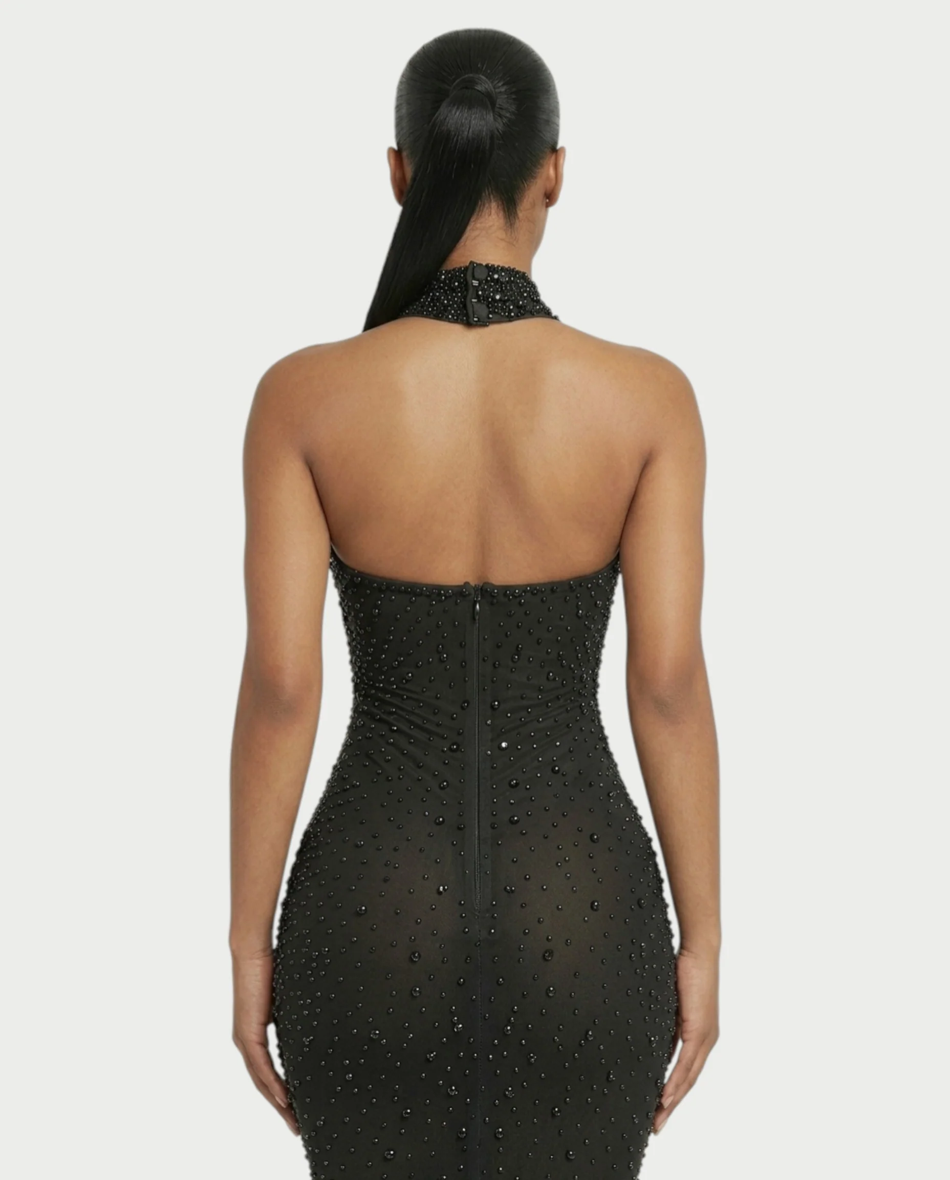 FUERA Rhinestone Mesh Bodycon Maxi Dress - Image 20
