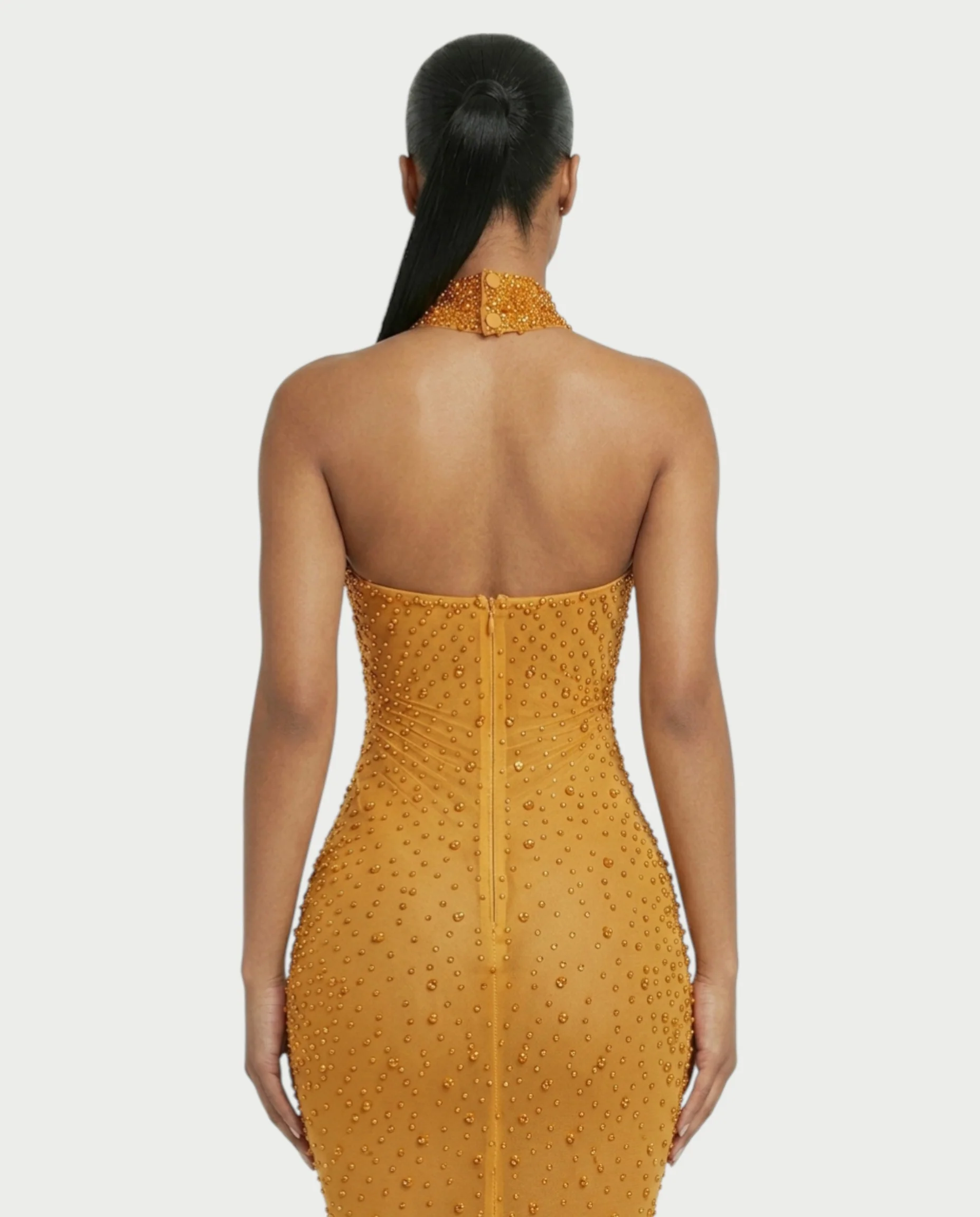 FUERA Rhinestone Mesh Bodycon Maxi Dress - Image 30