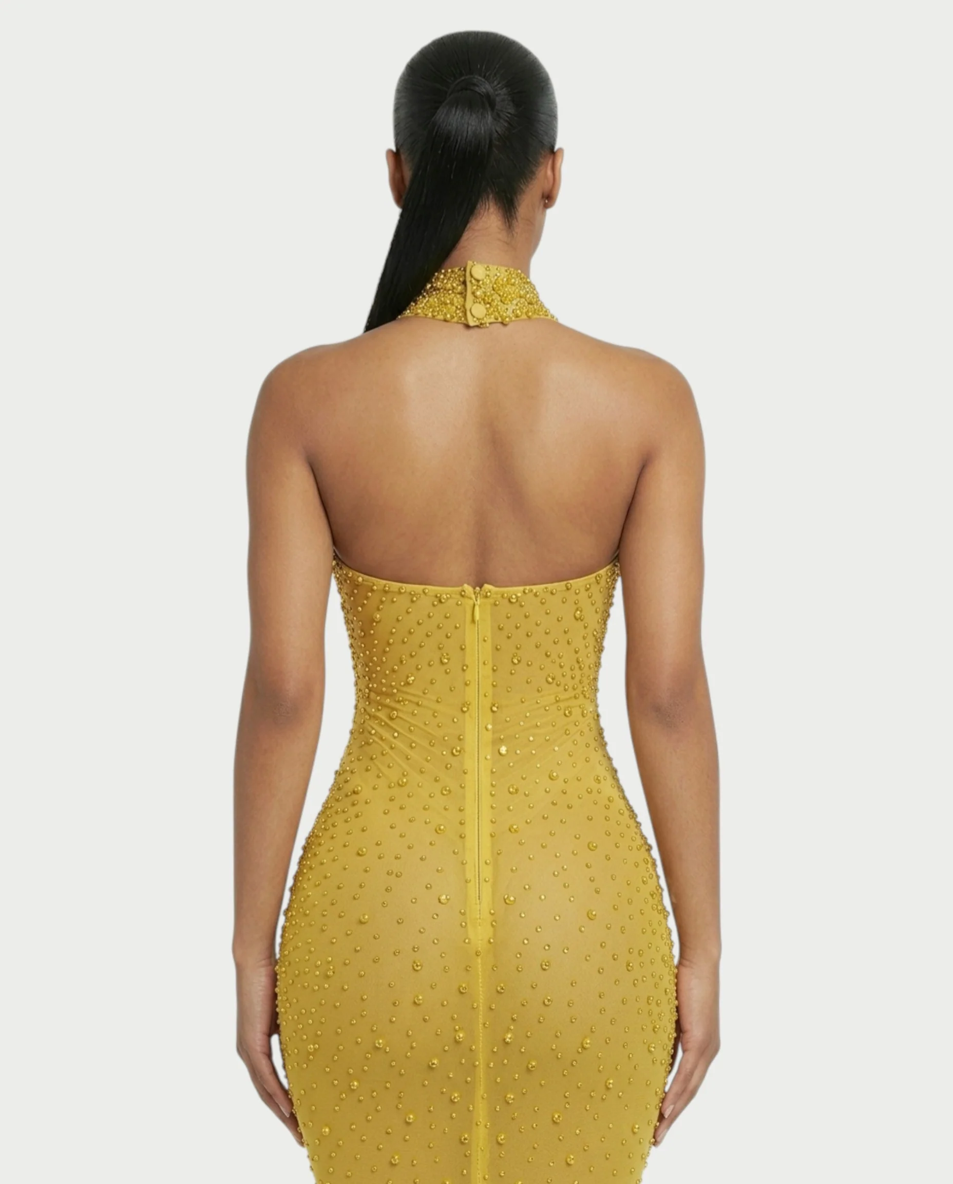 FUERA Rhinestone Mesh Bodycon Maxi Dress - Image 5