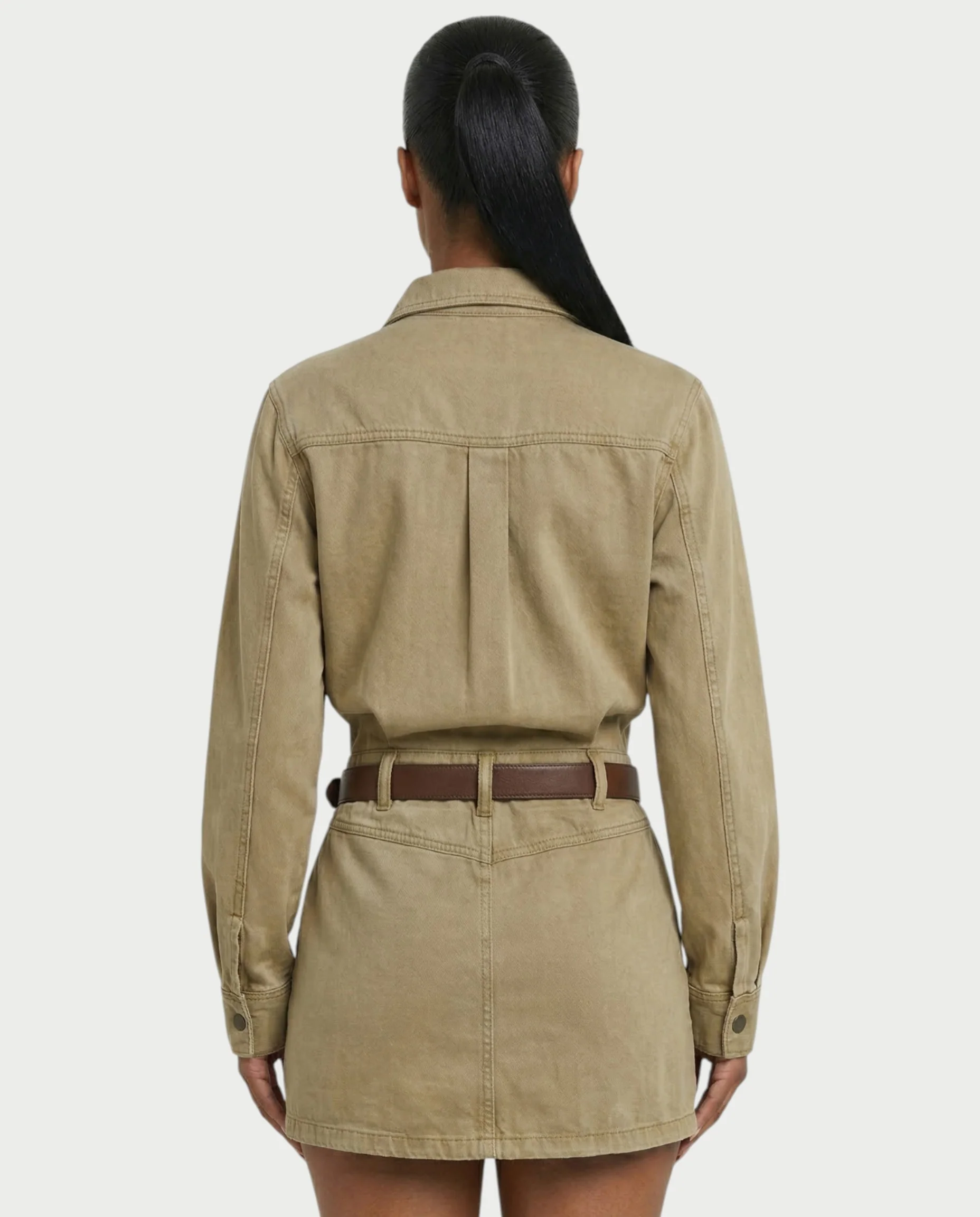 GENYA Denim Utility Pocket Button-Up Belted Mini Dress - Image 10