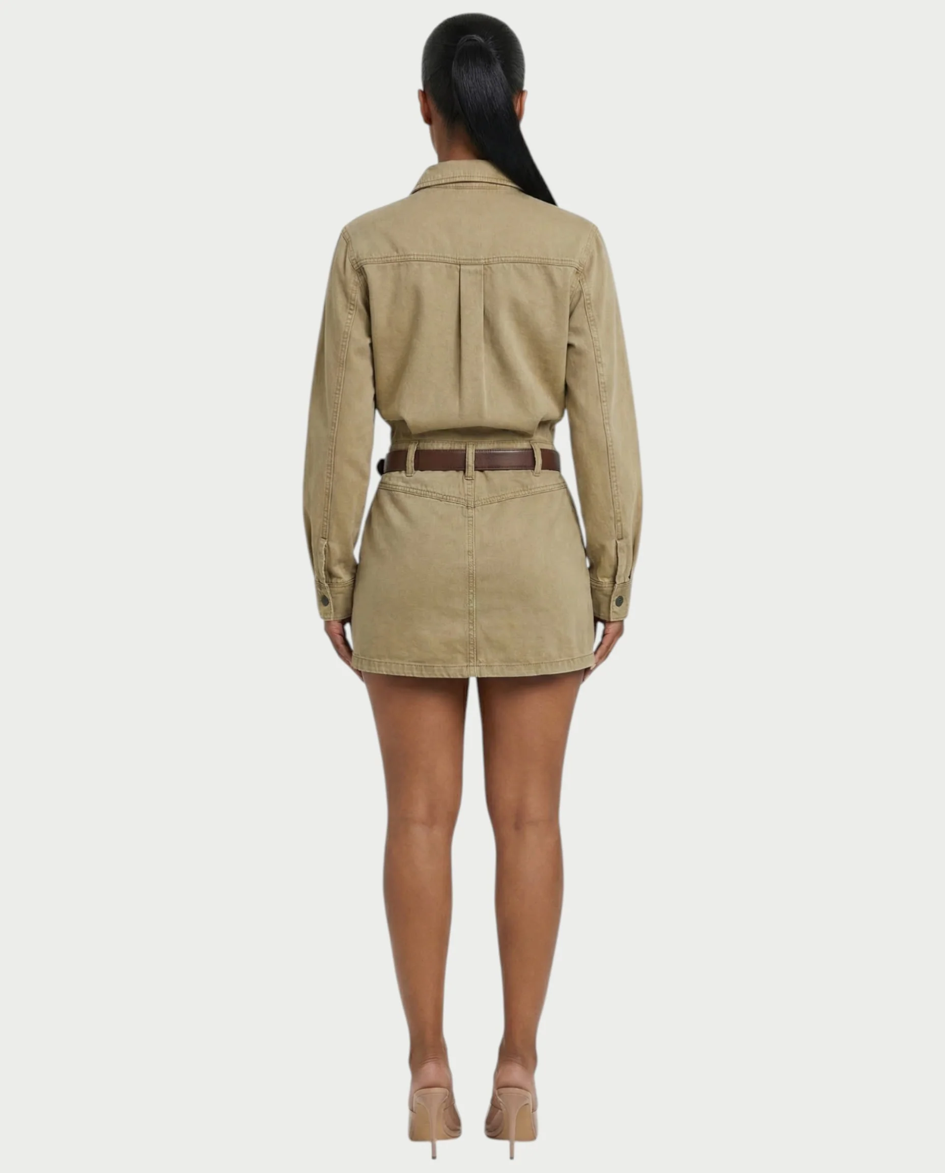 GENYA Denim Utility Pocket Button-Up Belted Mini Dress - Image 7