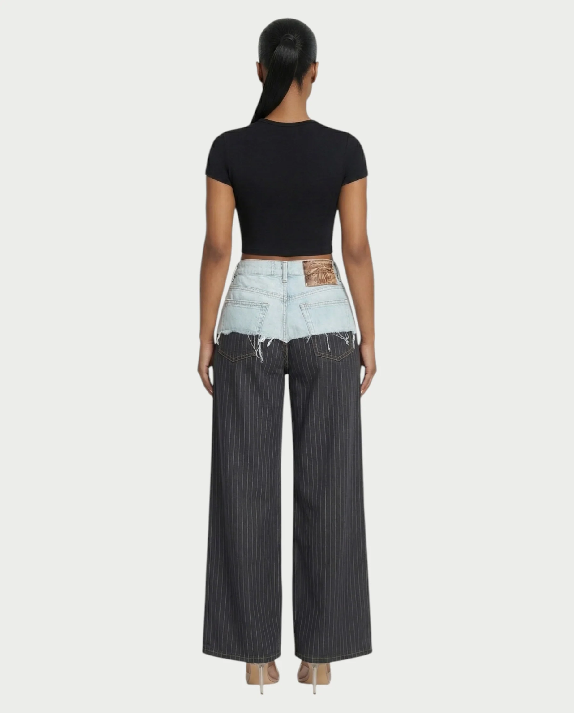GIAZA Denim & Pinstripe Trouser Pants - Image 5