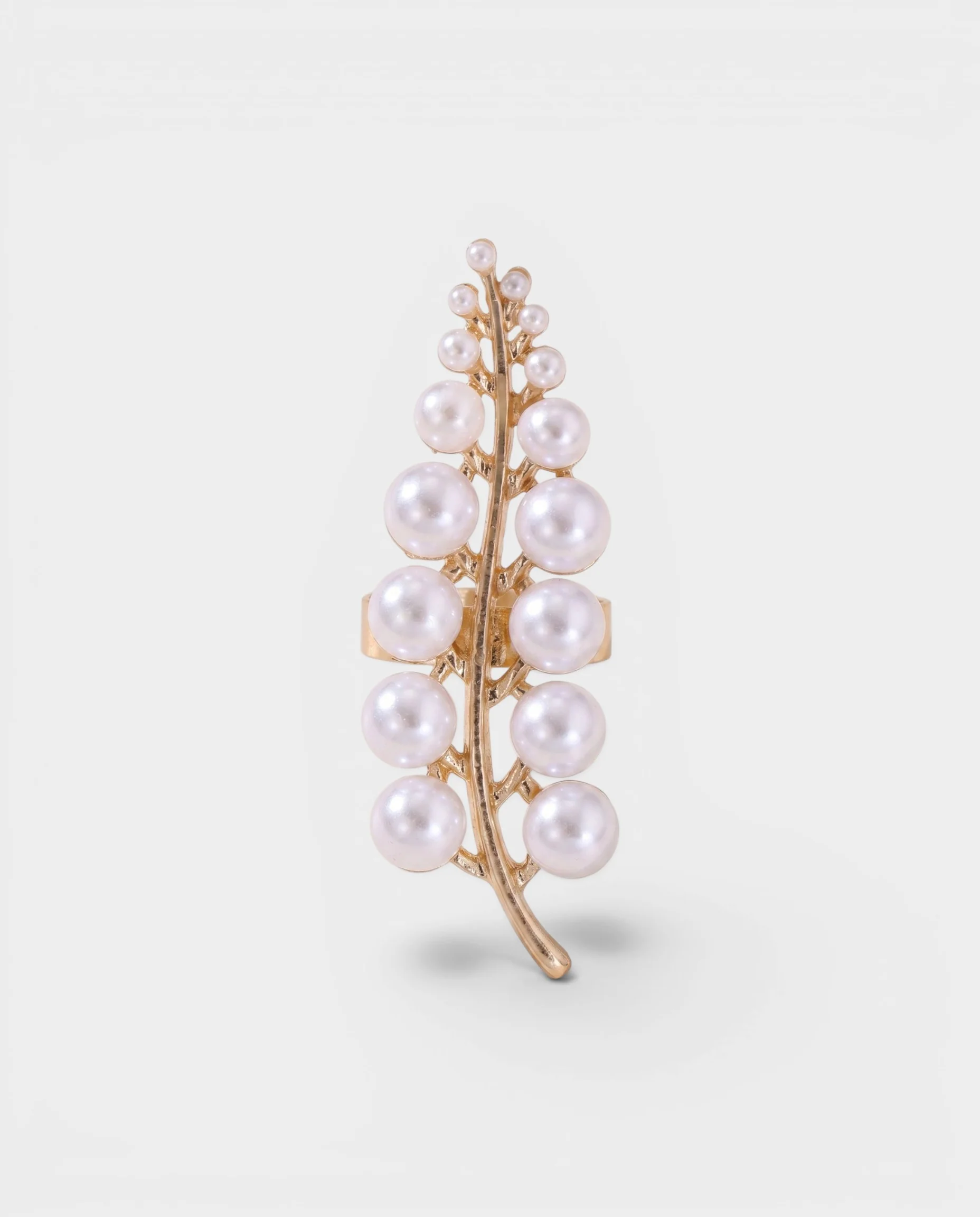 Gold Leaf Pearl Cluster Ring - Image 2