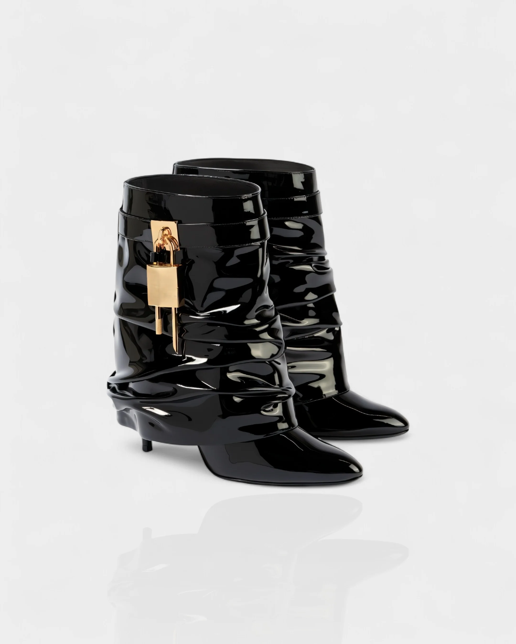 HALINA Padlock Slouch Stiletto Ankle Boots - Image 3