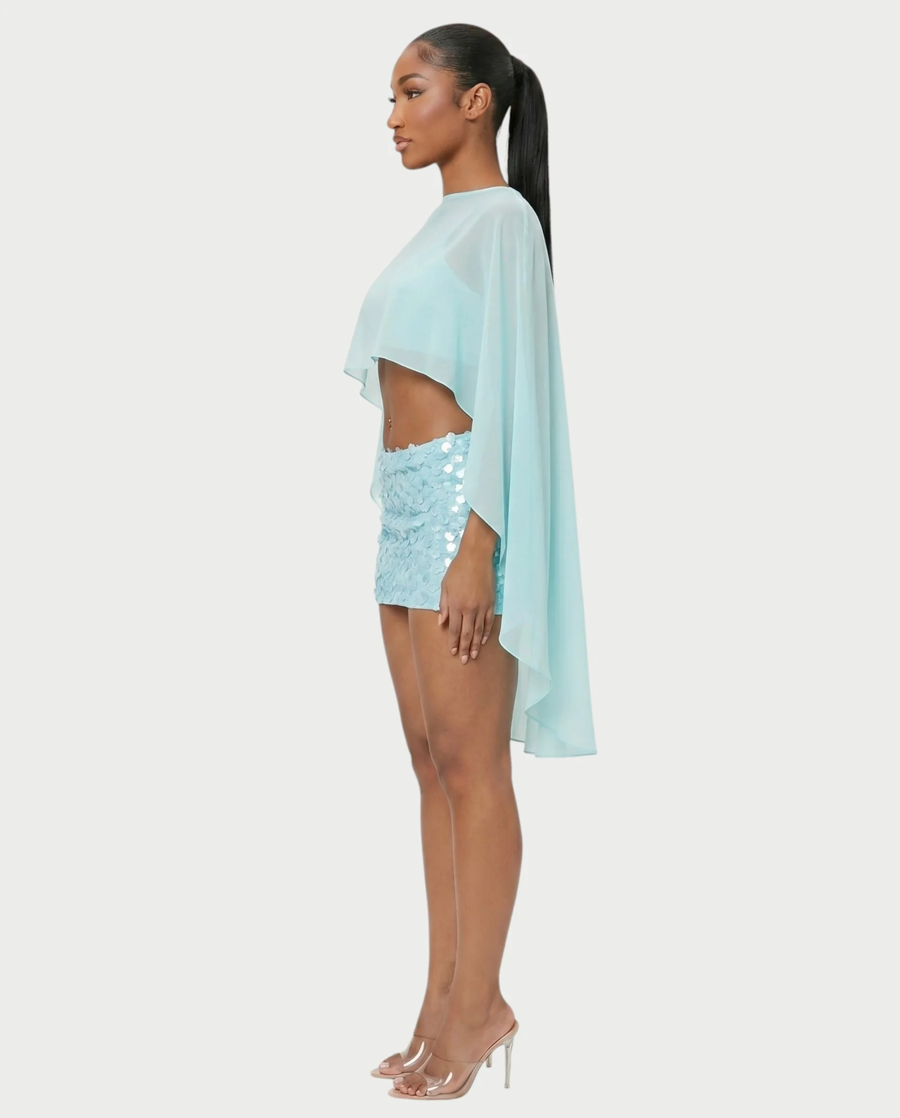 HARIMA Flowy Sheer Cape Top - Image 3