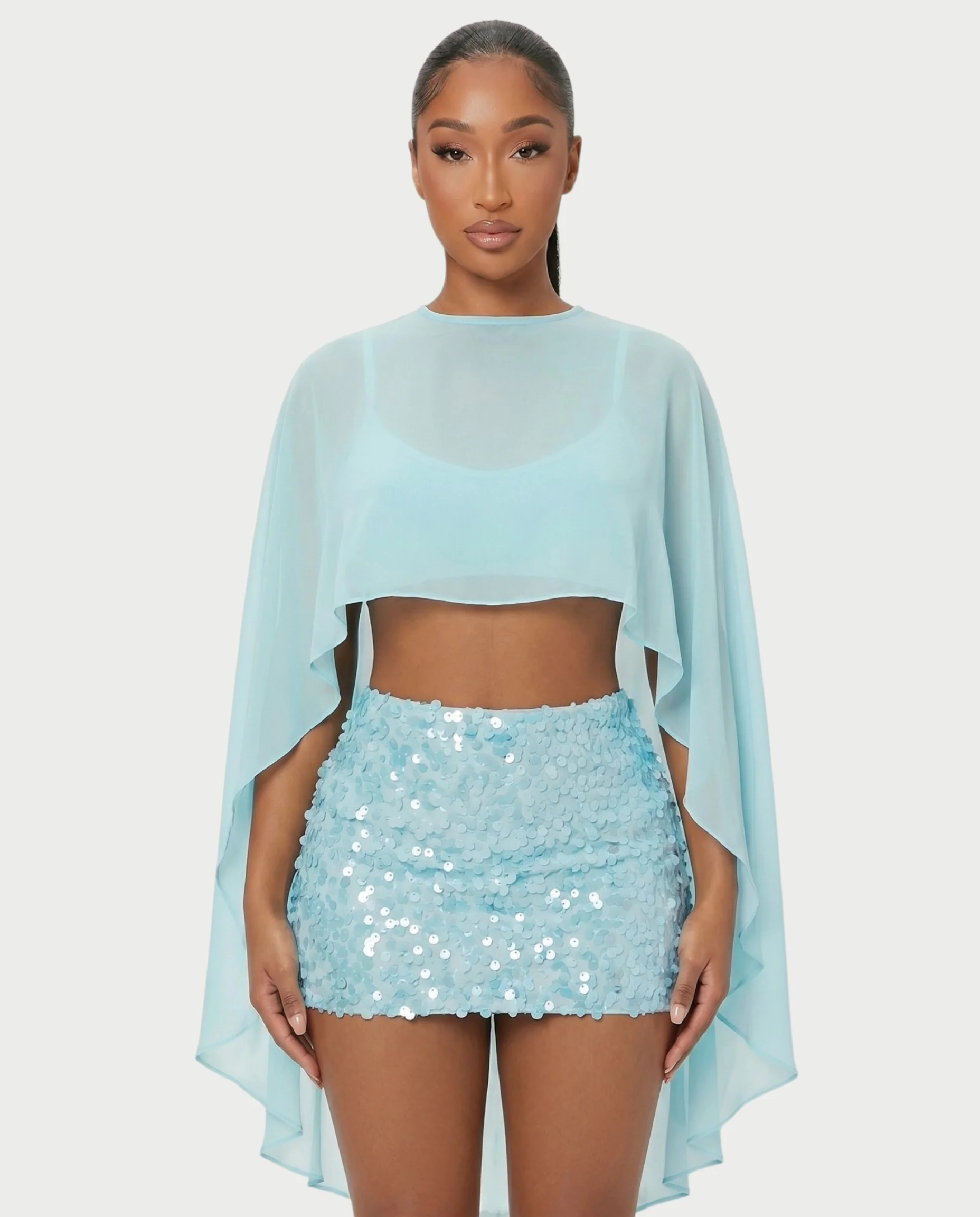 HARIMA Flowy Sheer Cape Top - Image 4
