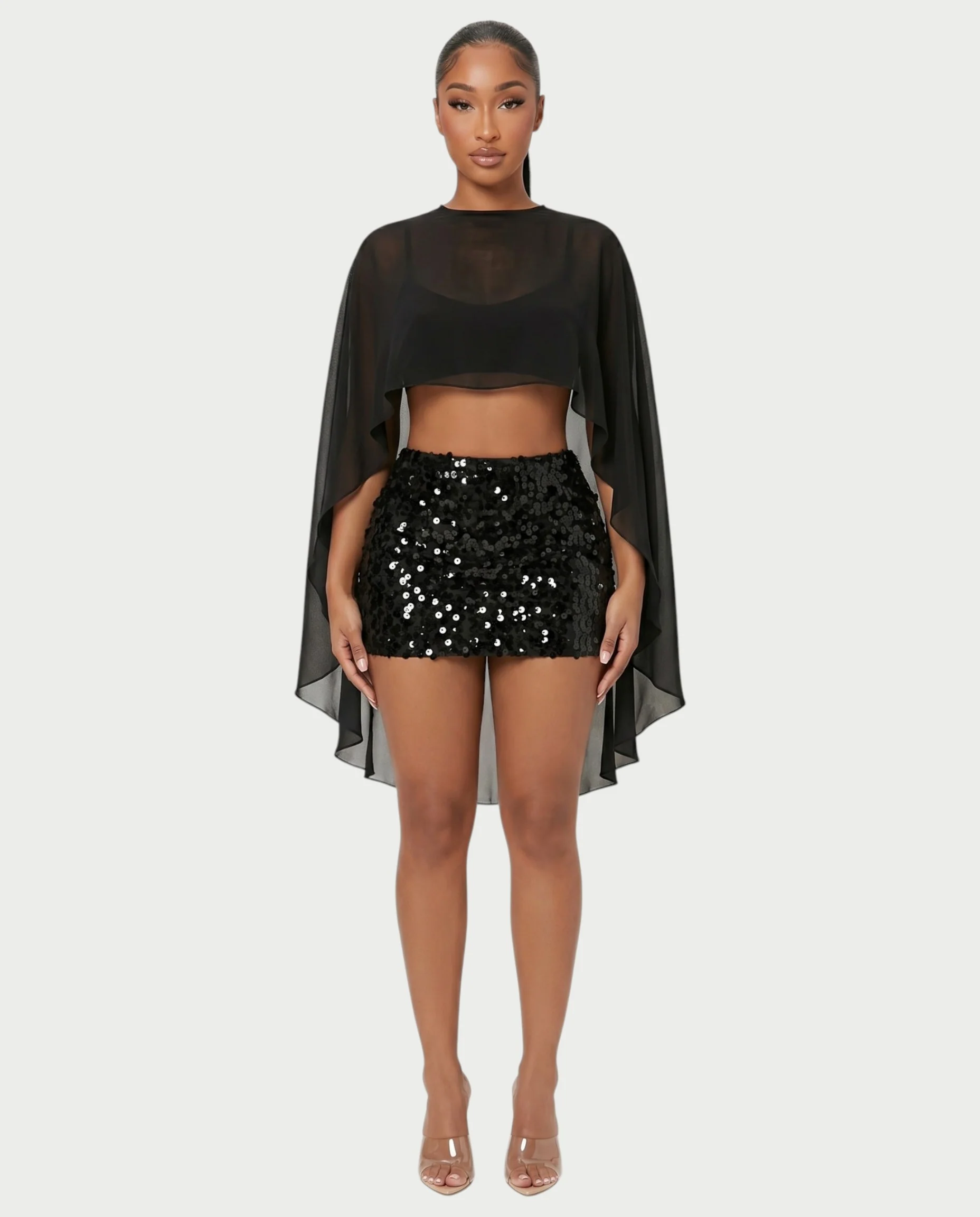 HARIMA Flowy Sheer Cape Top - Image 6